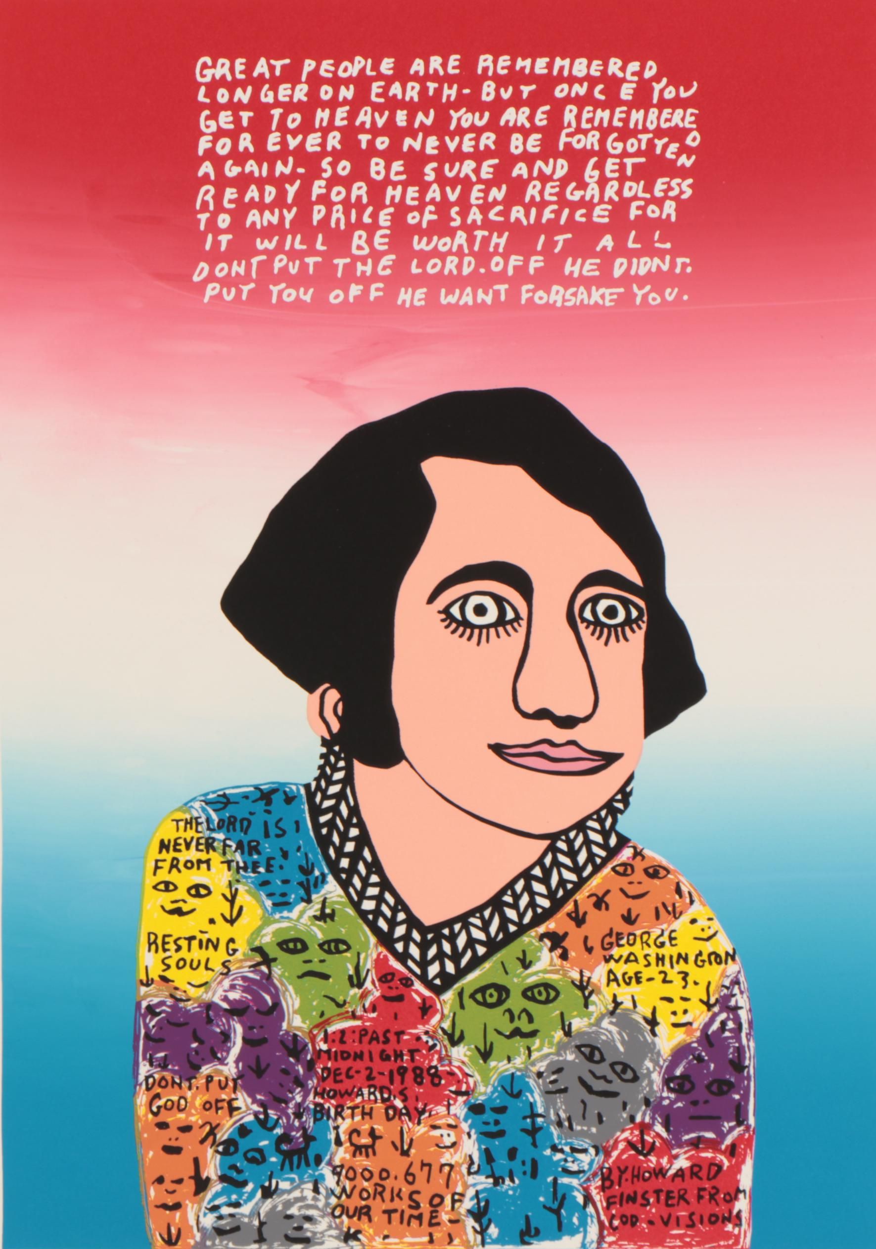 Howard Finster Folk Art Serigraph "Young George," Circa 1988