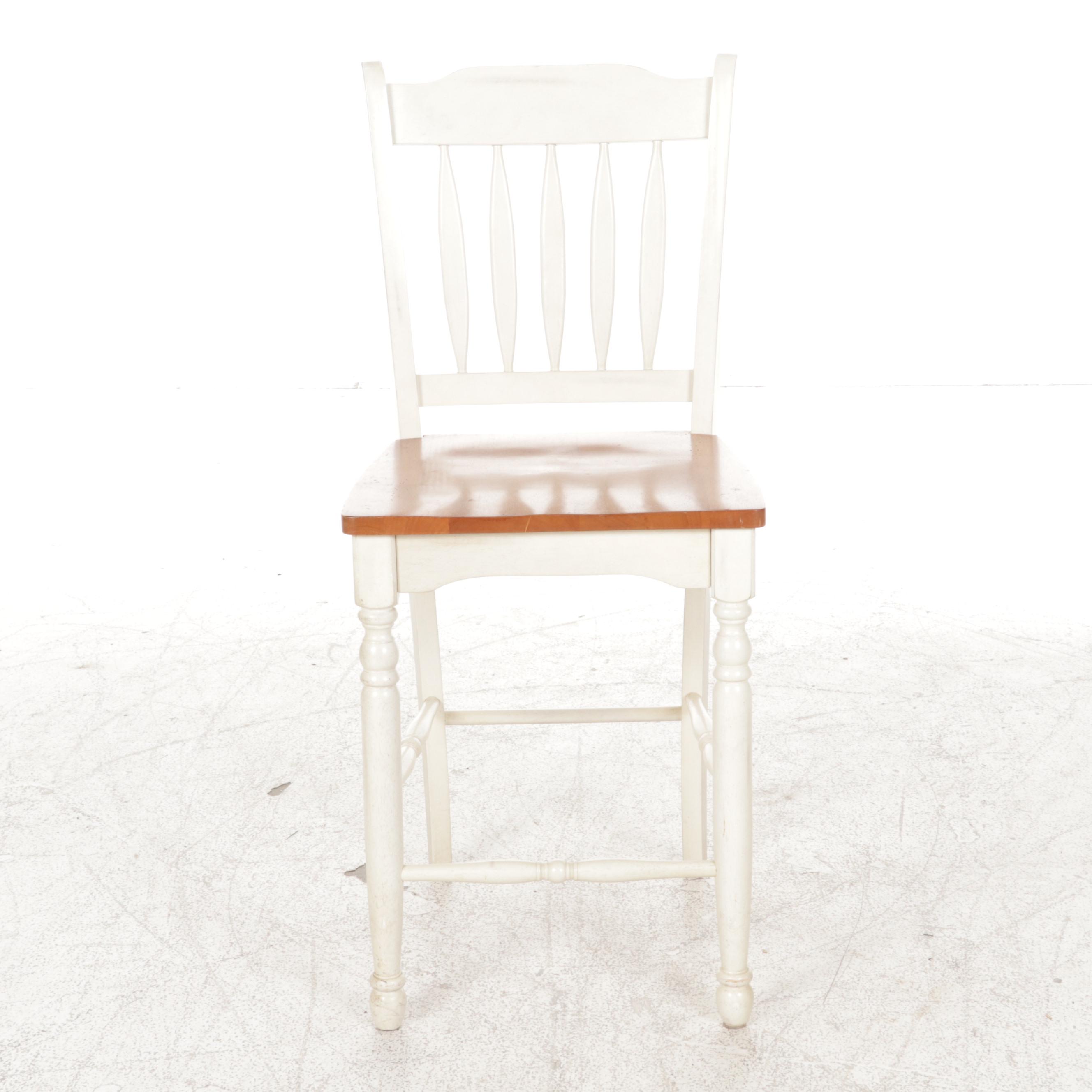 French Farmhouse Style Parcel-Painted and Counter-Height Barstool