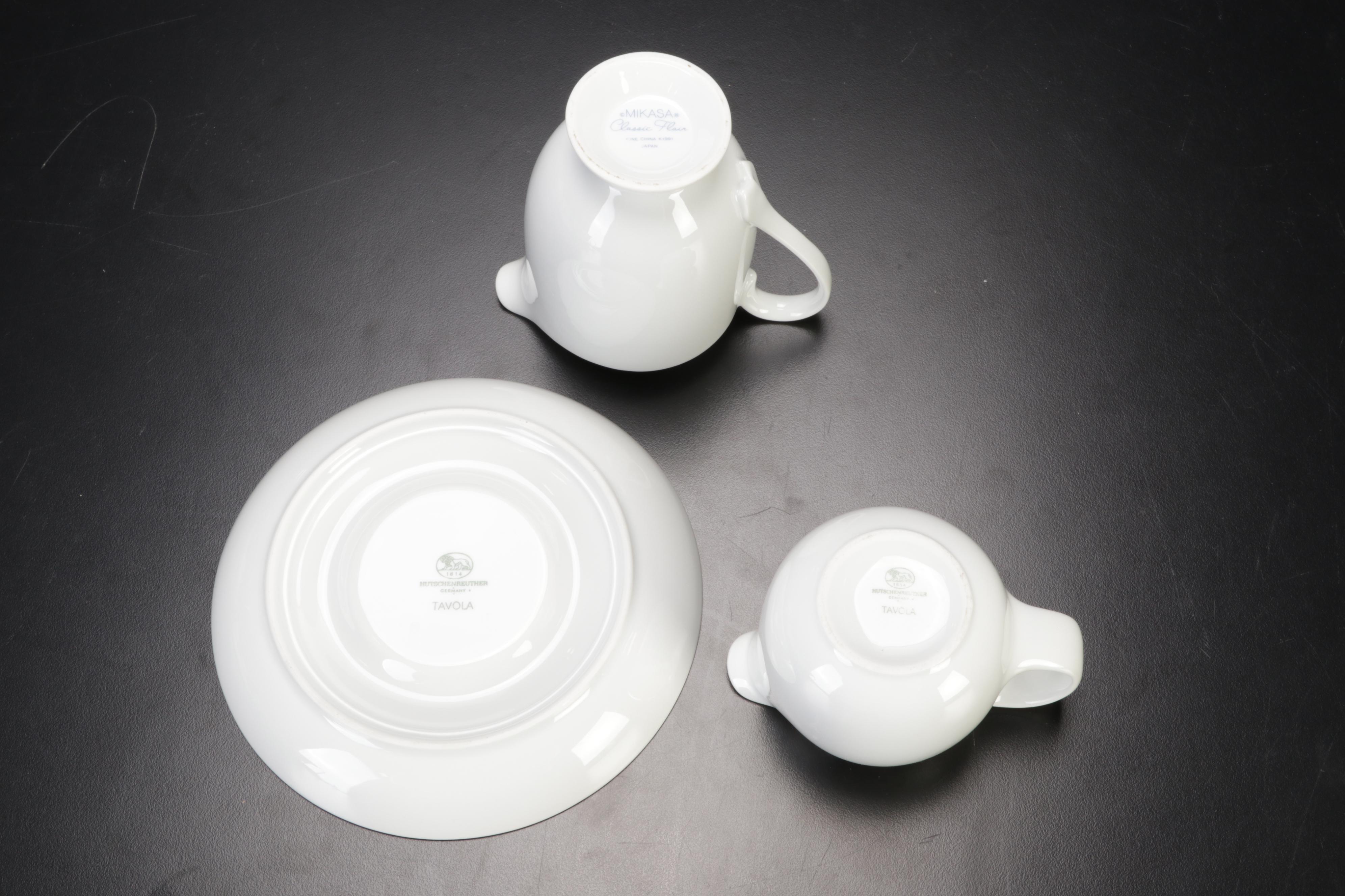 Hutschenreuther "Tavola" and Mikasa "Classic Flair" White Dinnerware
