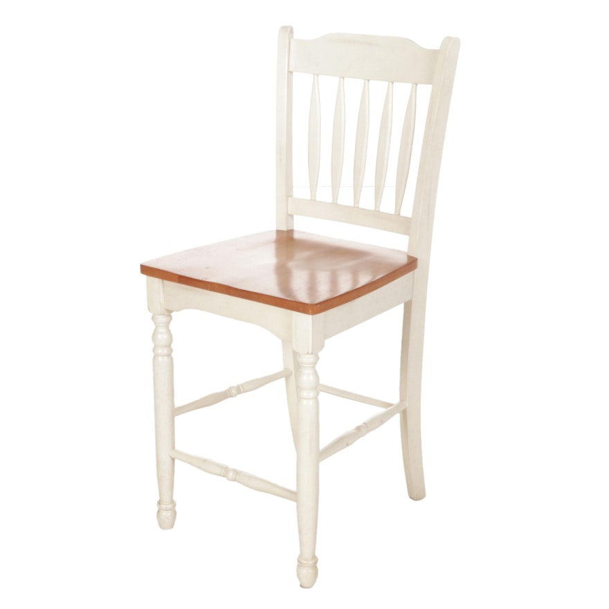 French Farmhouse Style Parcel-Painted and Counter-Height Barstool