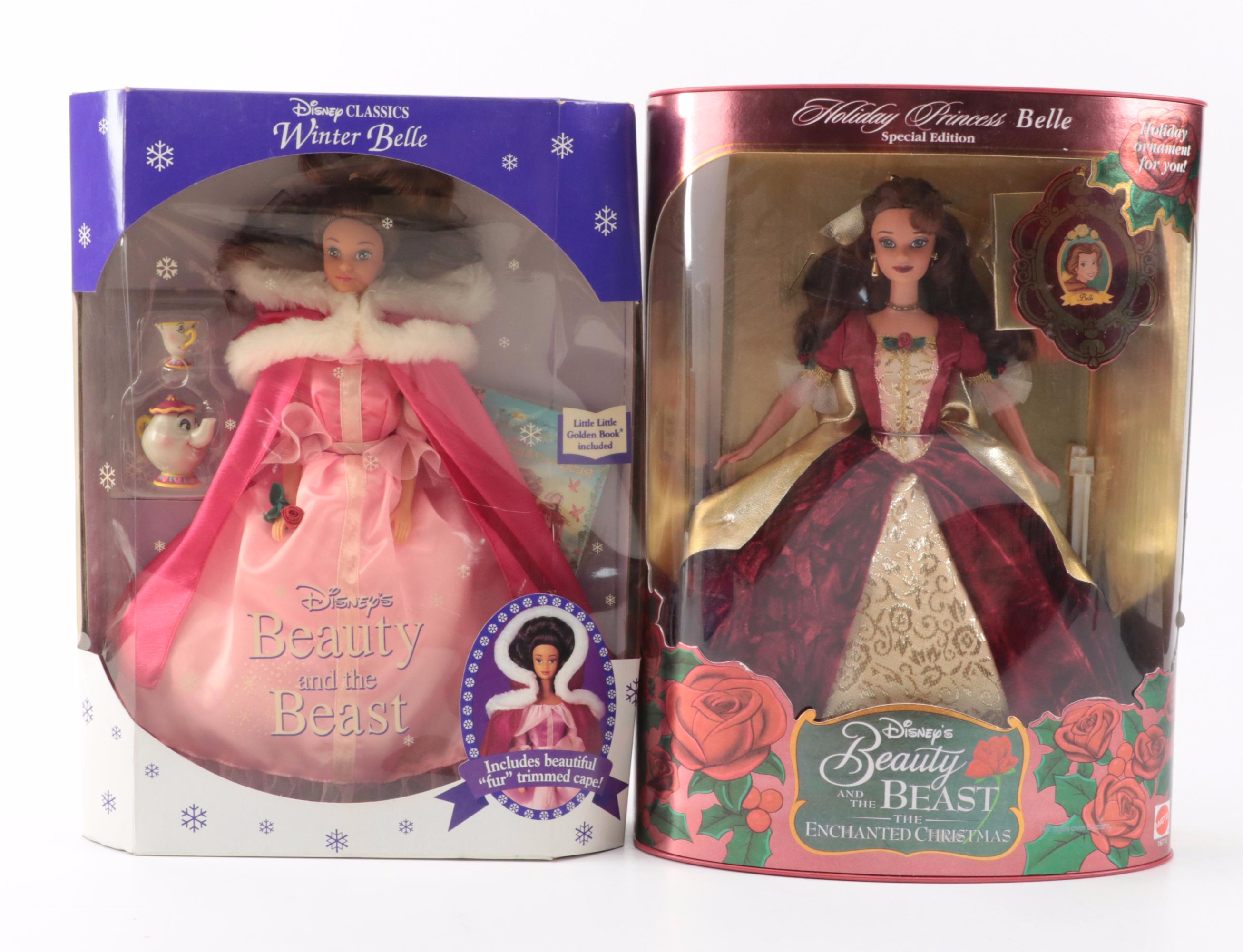 Mattel "Holiday Princess Belle" and Other "Beauty and The Beast" Dolls