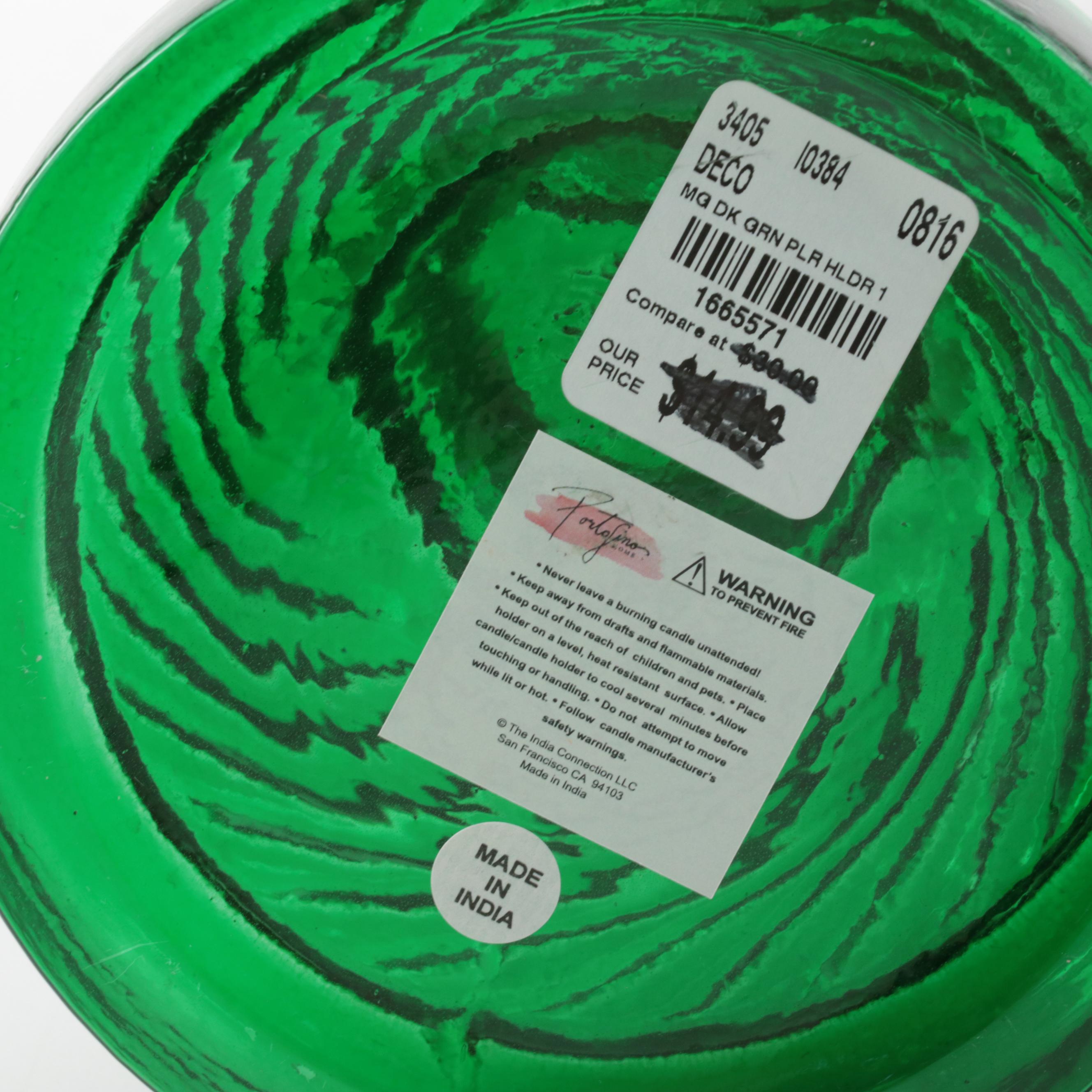 Green and Red Glass Candlesticks and Candle Holders