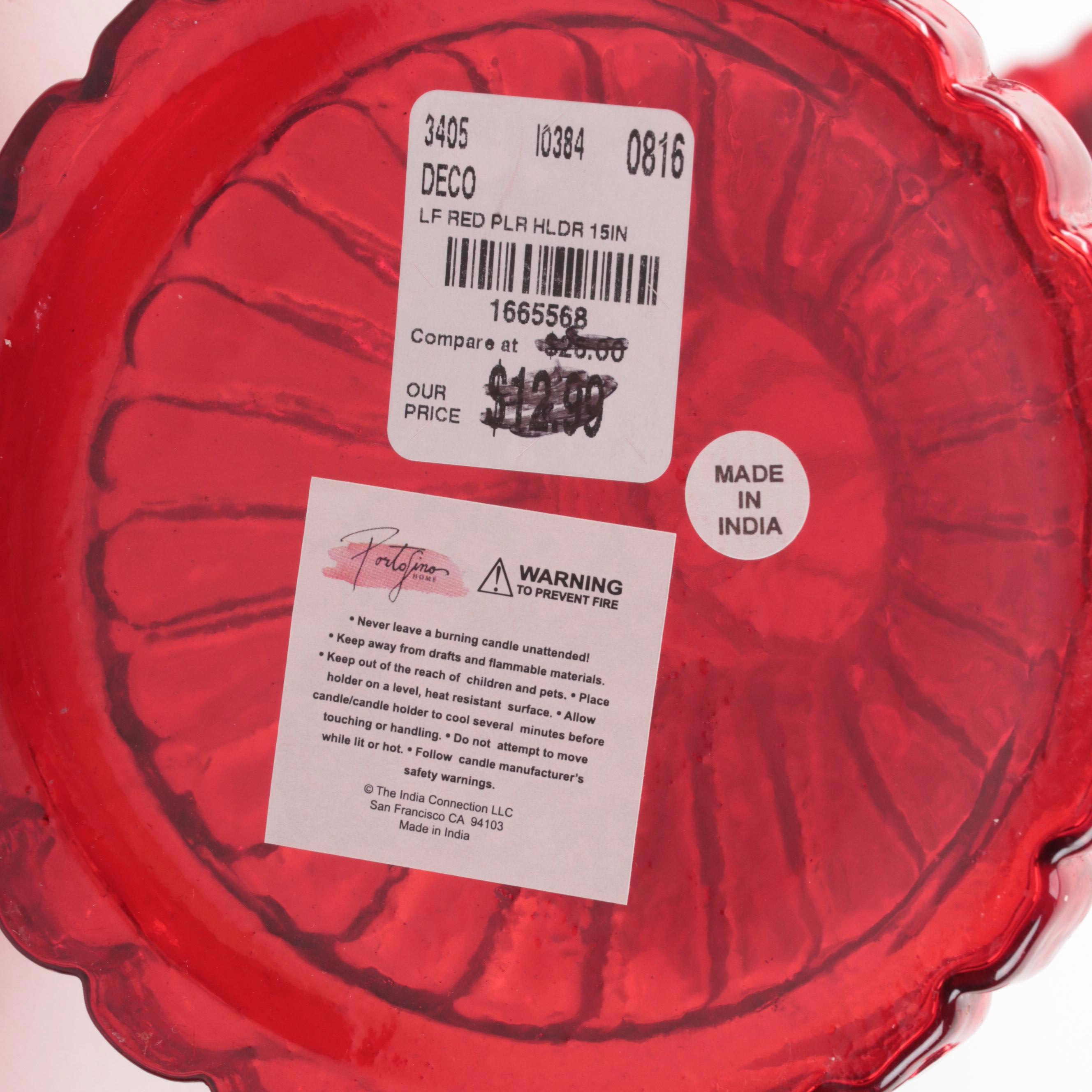 Green and Red Glass Candlesticks and Candle Holders