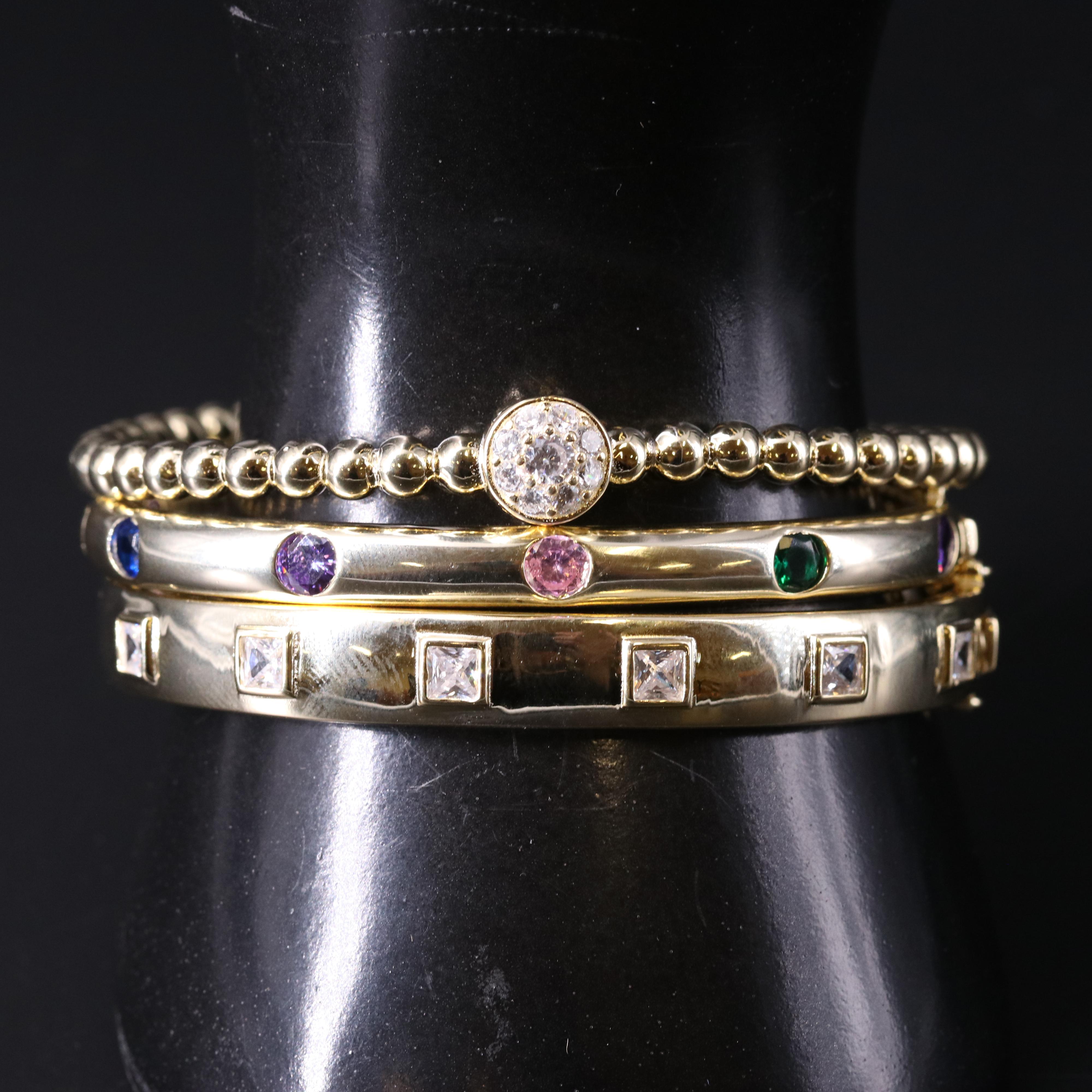 Sterling Silver Bracelet Trio Including Gemstones