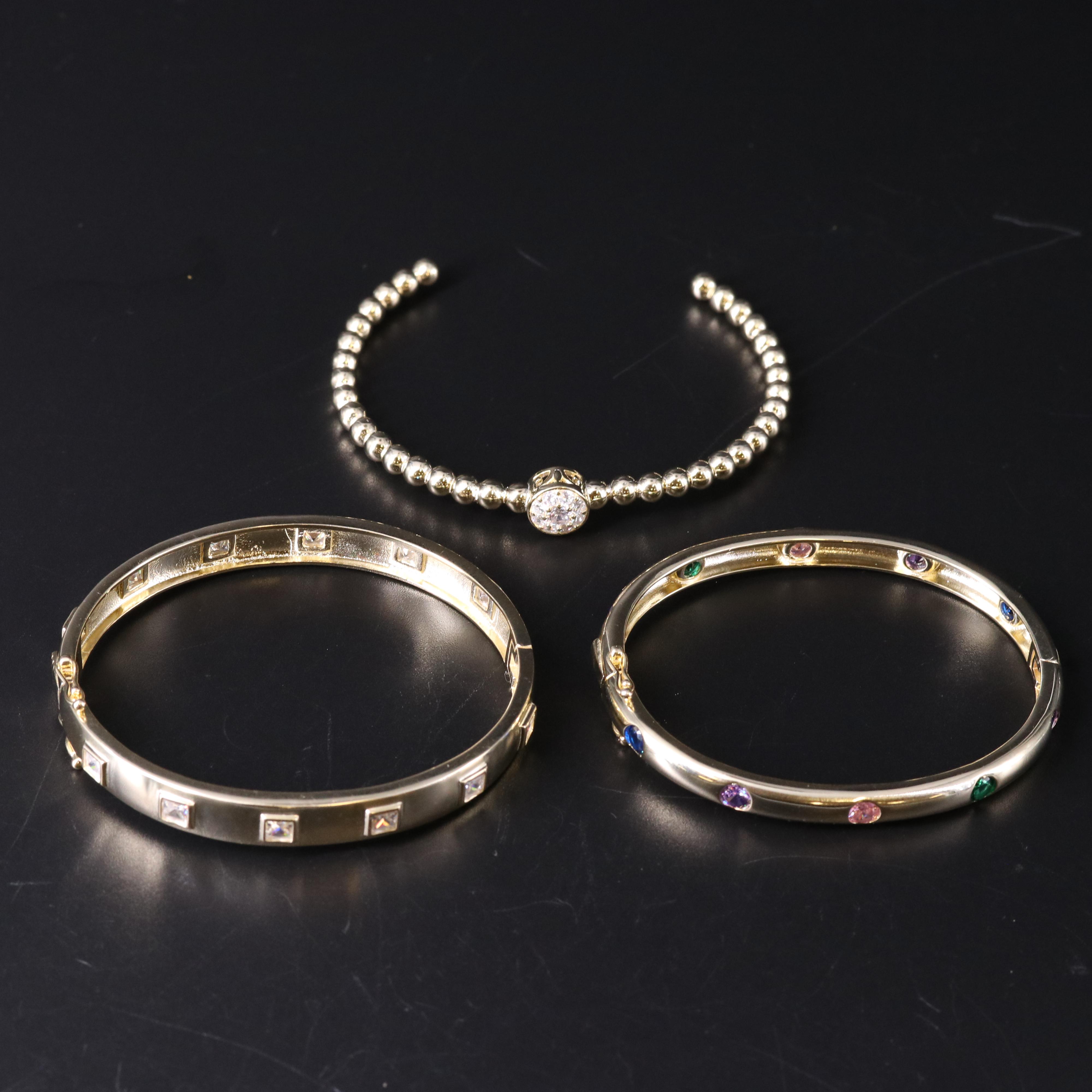 Sterling Silver Bracelet Trio Including Gemstones