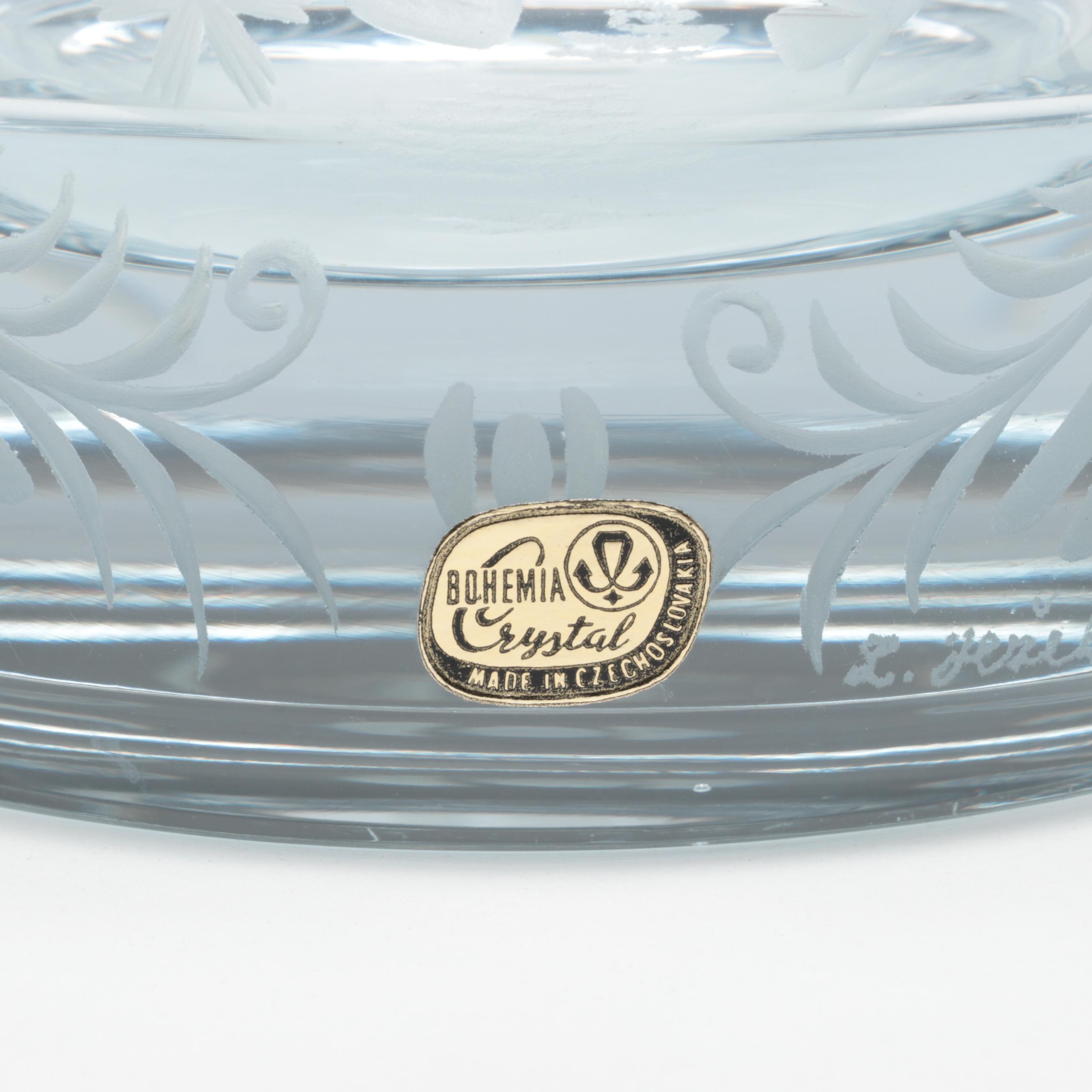 Bohemia Czech Etched Crystal Vase of the Four Seasons, 1977