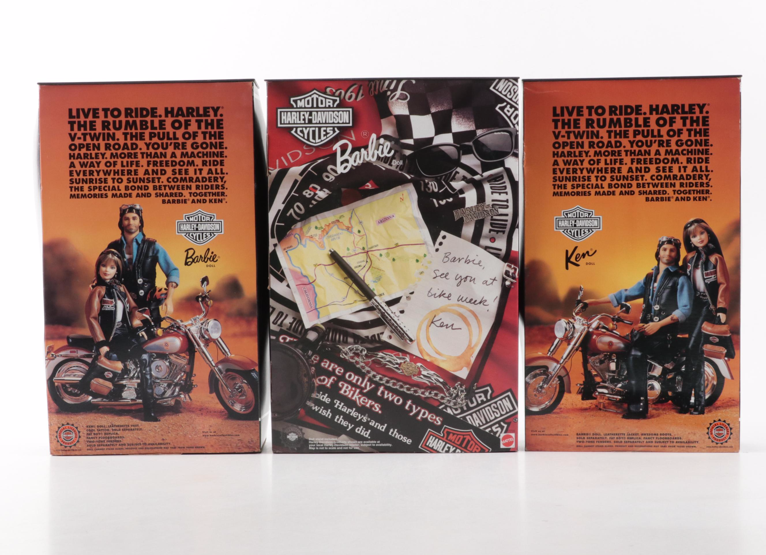 Mattel NASCAR and Harley-Davidson Motor Cycles  Dolls