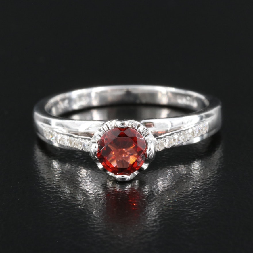 14K Garnet and Diamond Ring