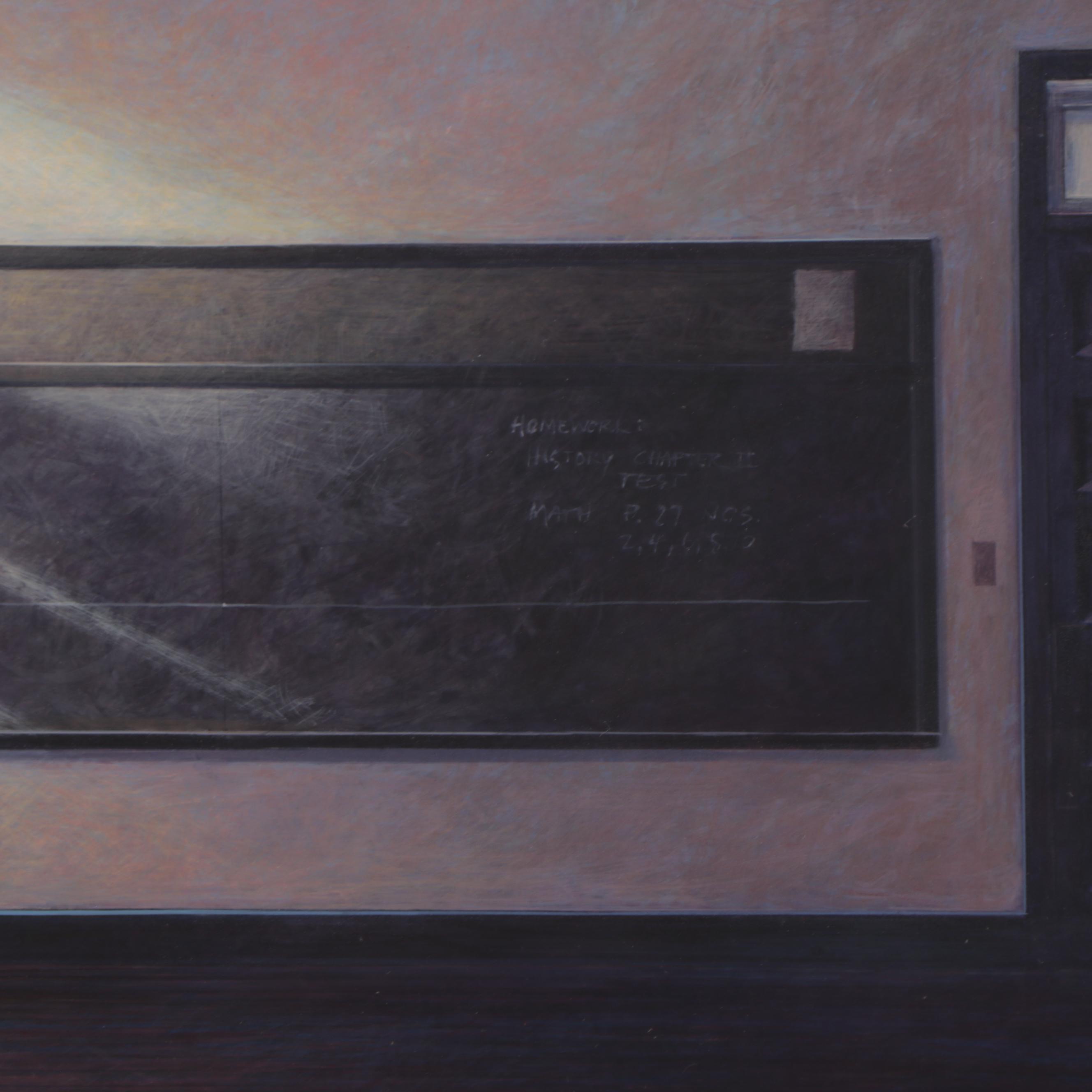 Charles Bradley Gatewood Tempera Painting of Classroom Interior, Circa 1986