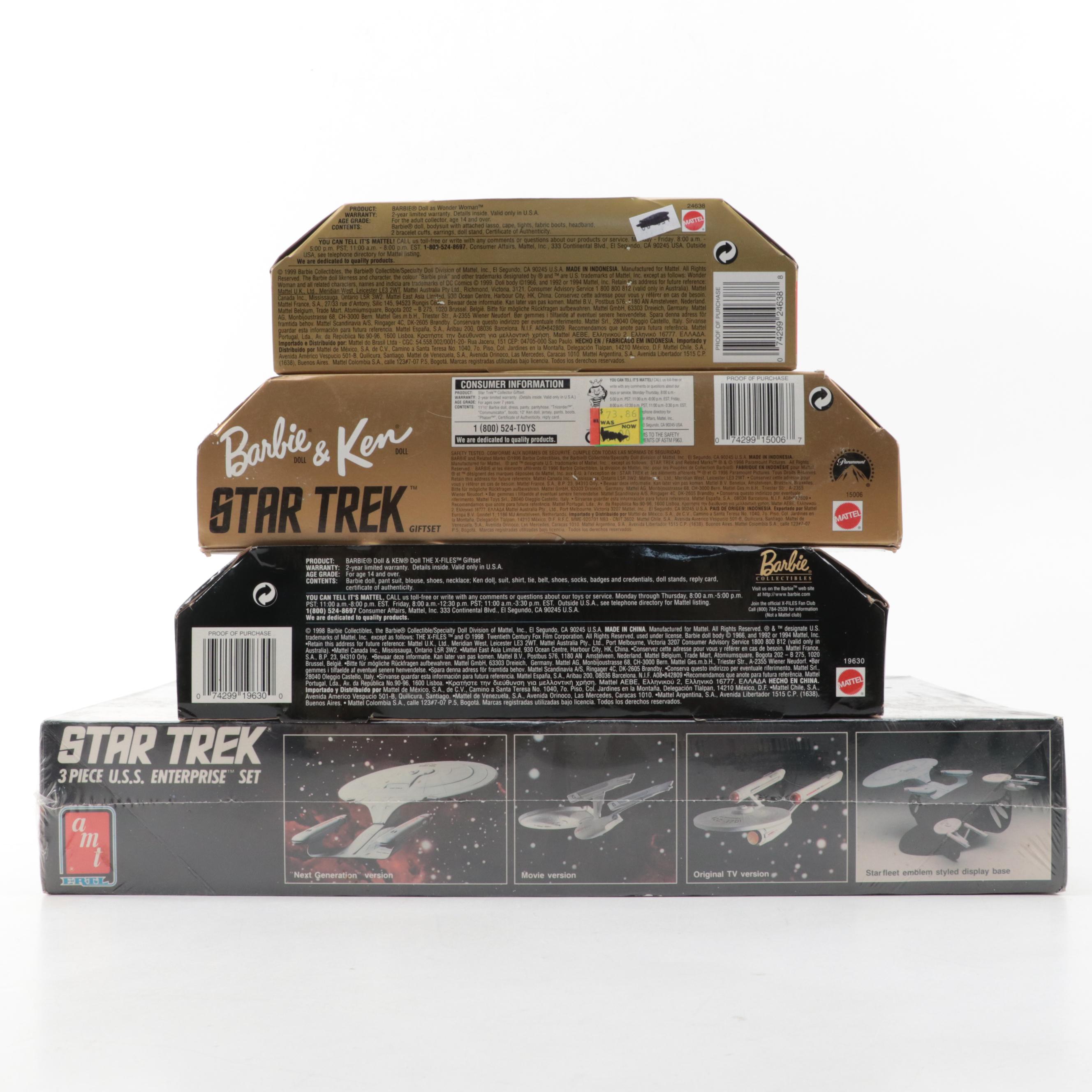 Mattel "Barbie as Wonder Woman" and Other Sets with Star Trek Ship Model