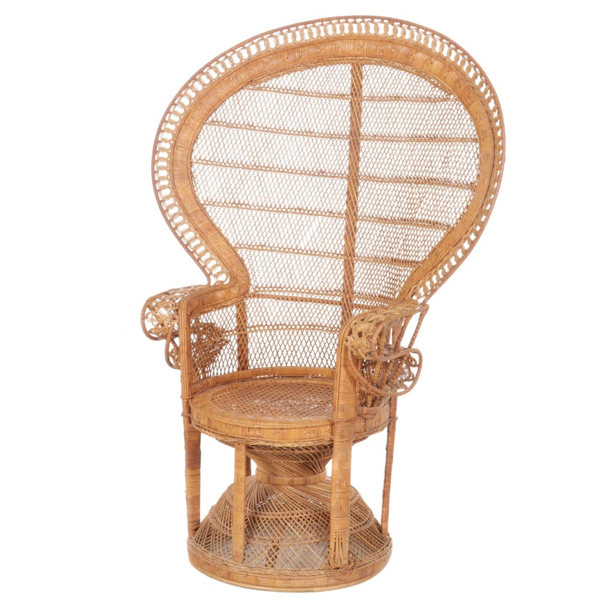 Victorian Style Wicker Peacock Chair, Mid to Late 20th Century