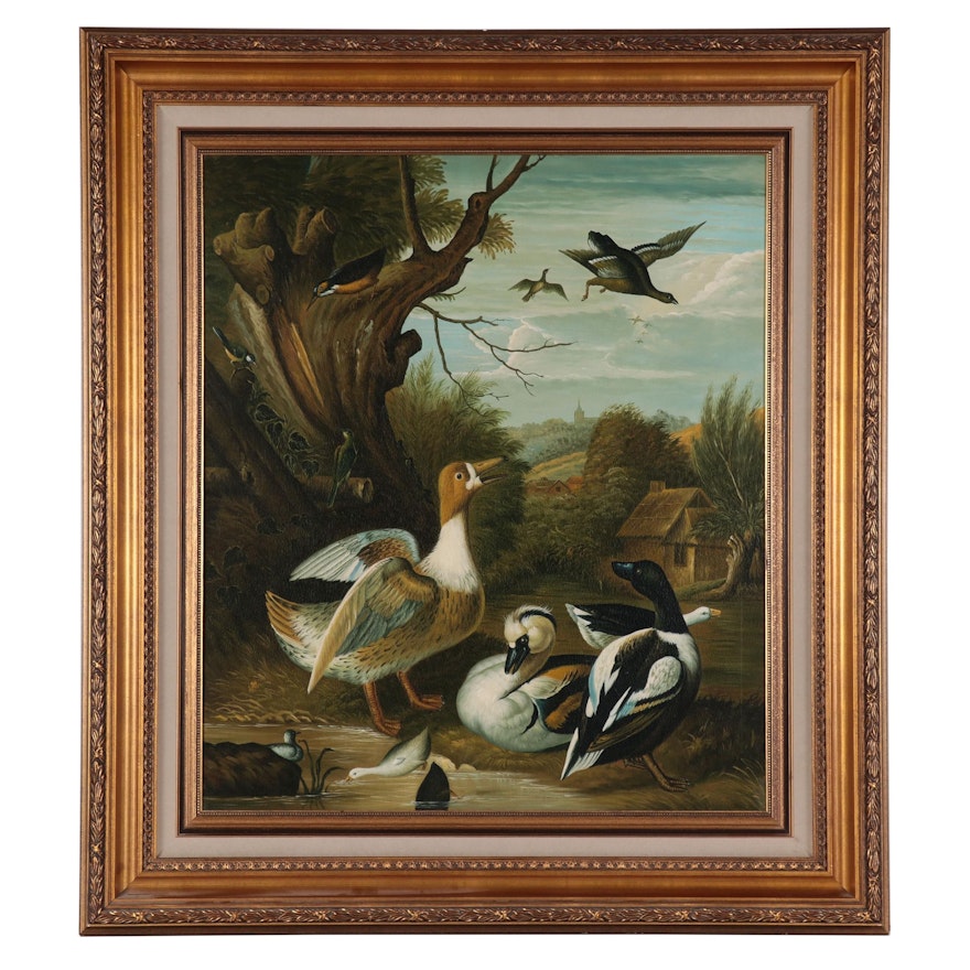 Large-Scale Ornithological Oil Painting Inspired by Jacob Bogdani