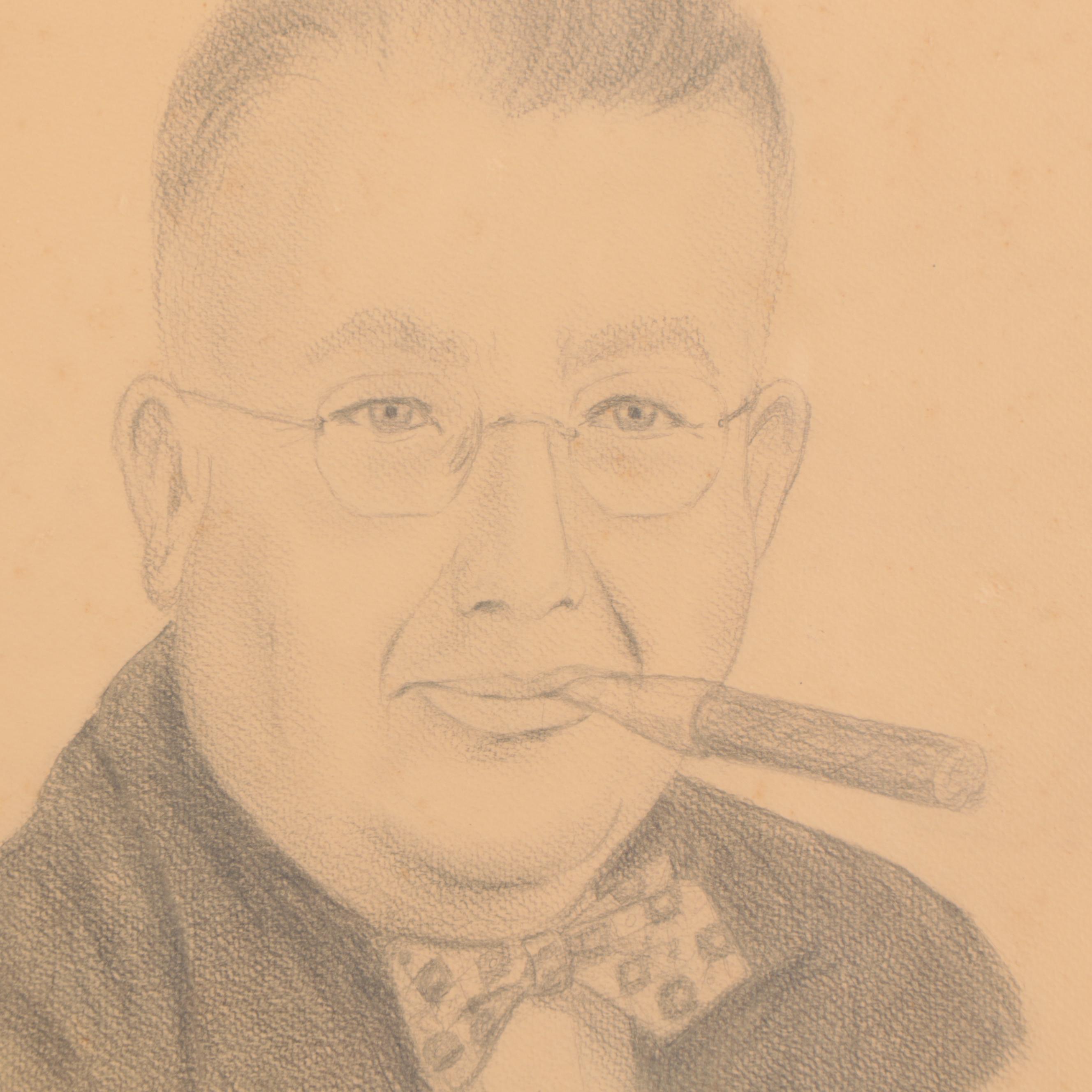 James C. Gray Graphite Drawing "Portrait of Dr. John H. Chester," Circa 1965
