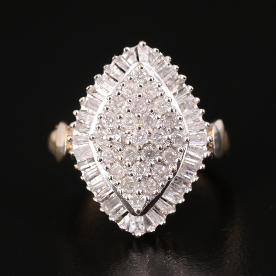 10K 1.03 CTW Diamond Cluster RIng