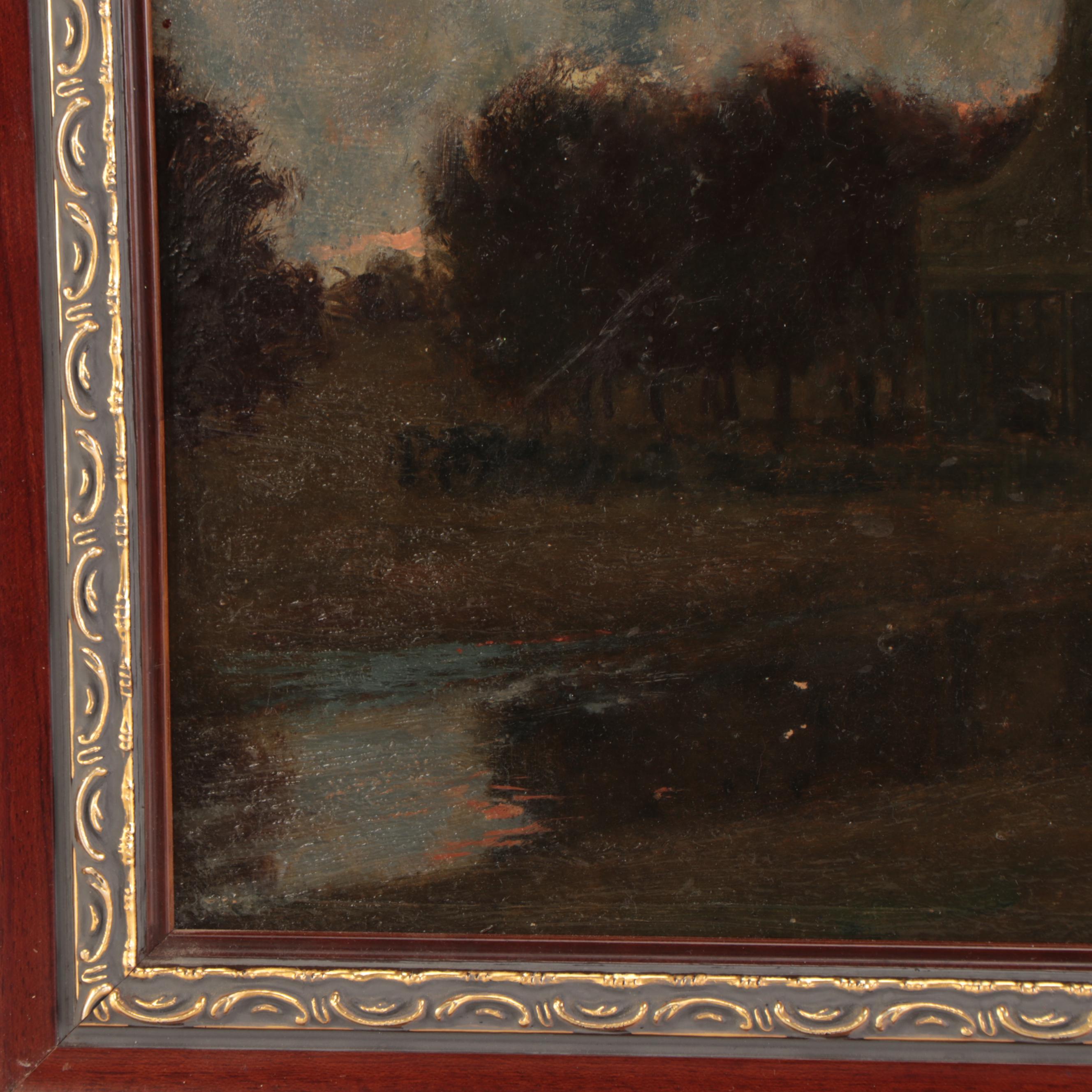 Raoul Andre Ulmann Landscape Oil Painting of Windmill, Late 19th Century