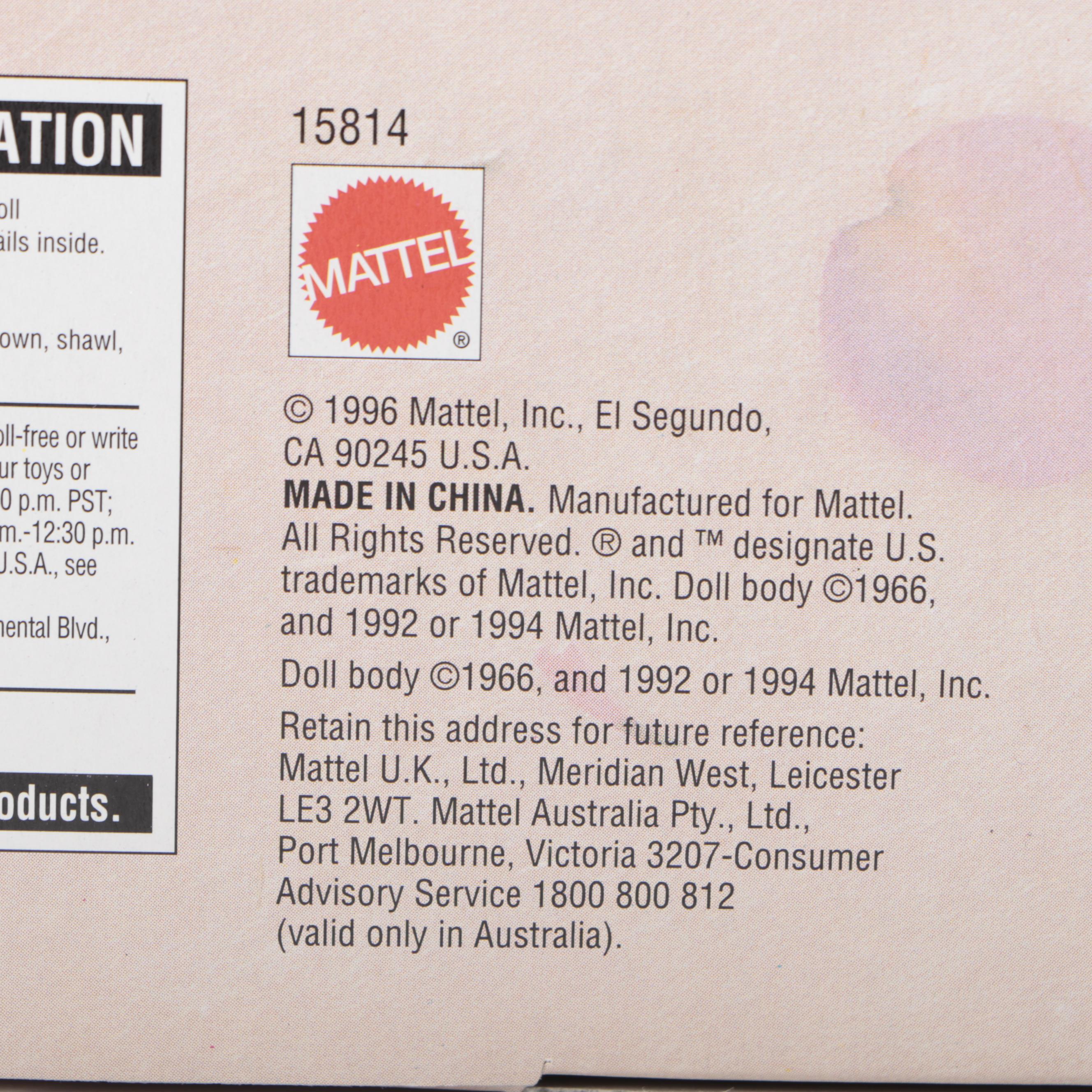 Mattel "Antique Rose Barbie" and "Lily Barbie" FAO Schwarz Limited Edition Dolls