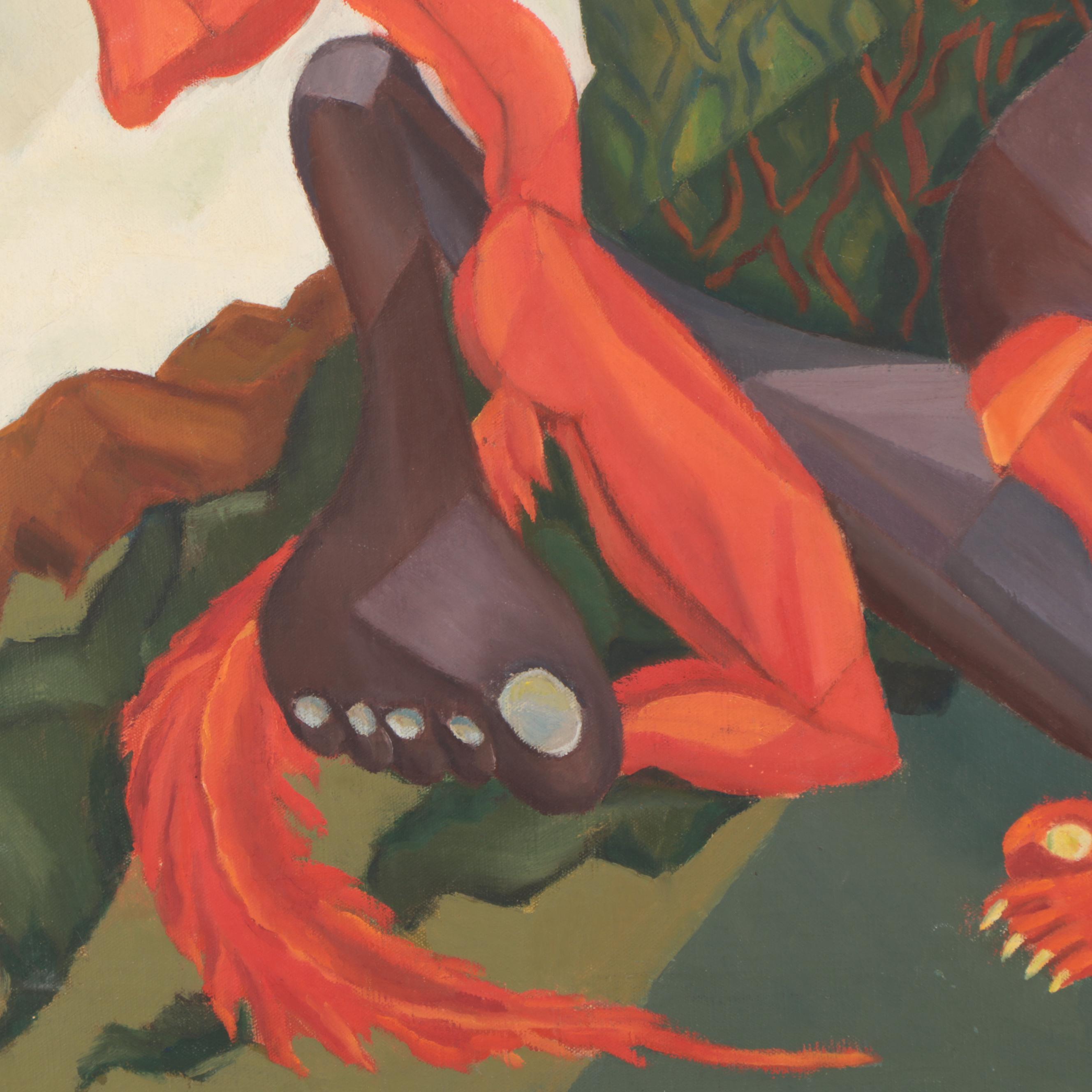 Lee Loring Oil Painting "Lynching With Red Devils," Circa 1940