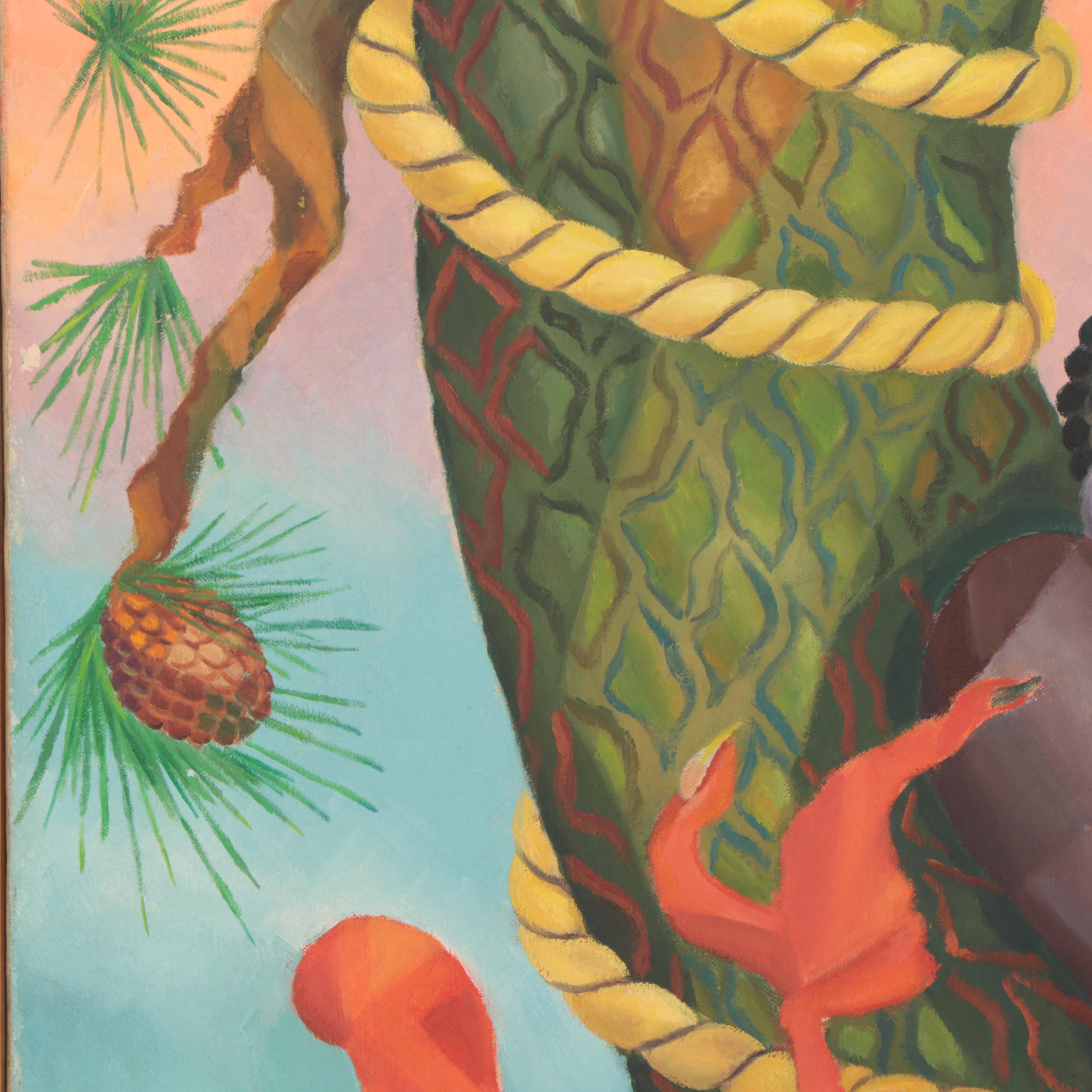 Lee Loring Oil Painting "Lynching With Red Devils," Circa 1940