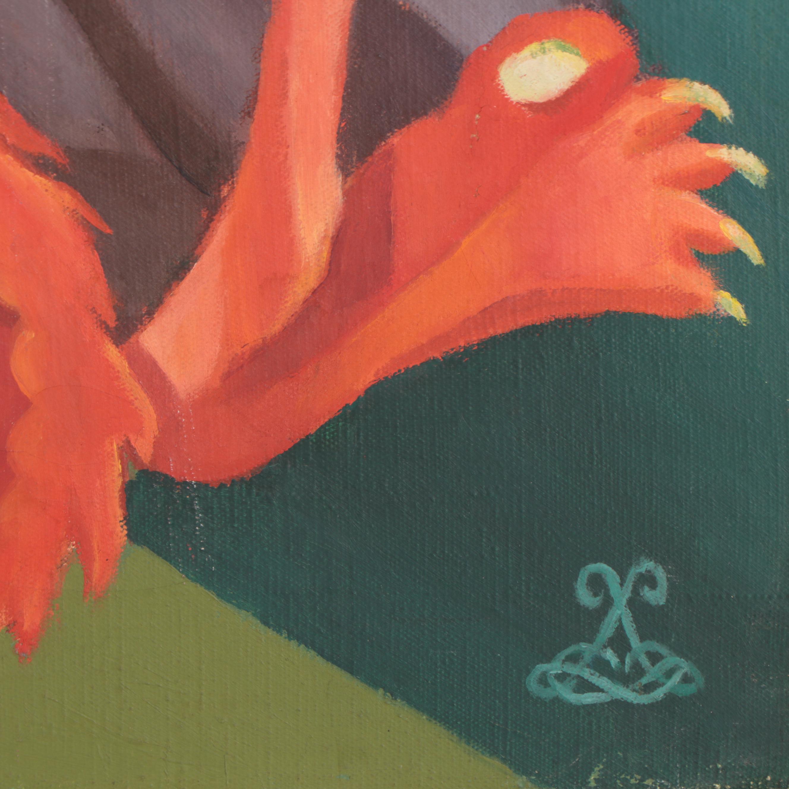 Lee Loring Oil Painting "Lynching With Red Devils," Circa 1940