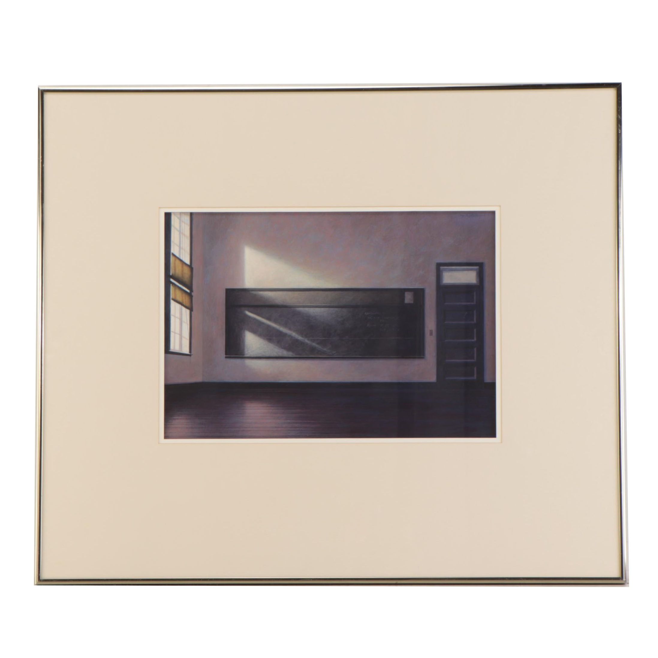 Charles Bradley Gatewood Tempera Painting of Classroom Interior, Circa 1986