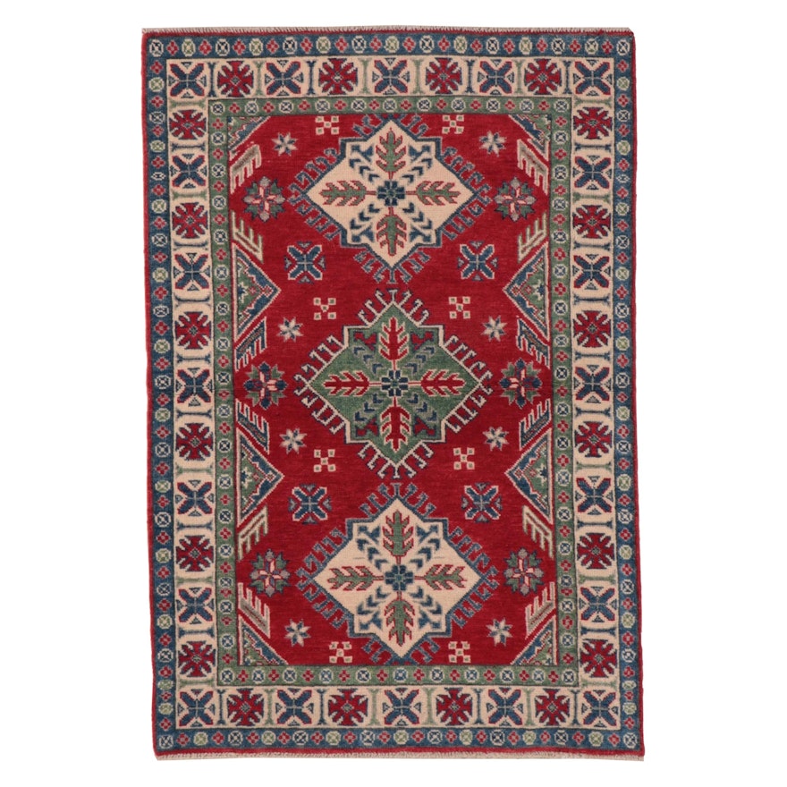 3'4 x 4'11 Hand-Knotted Afghan Kazak Area Rug