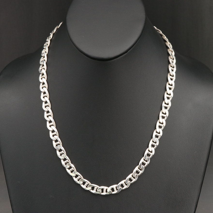 Italian Sterling Silver Mariner Chain Necklace