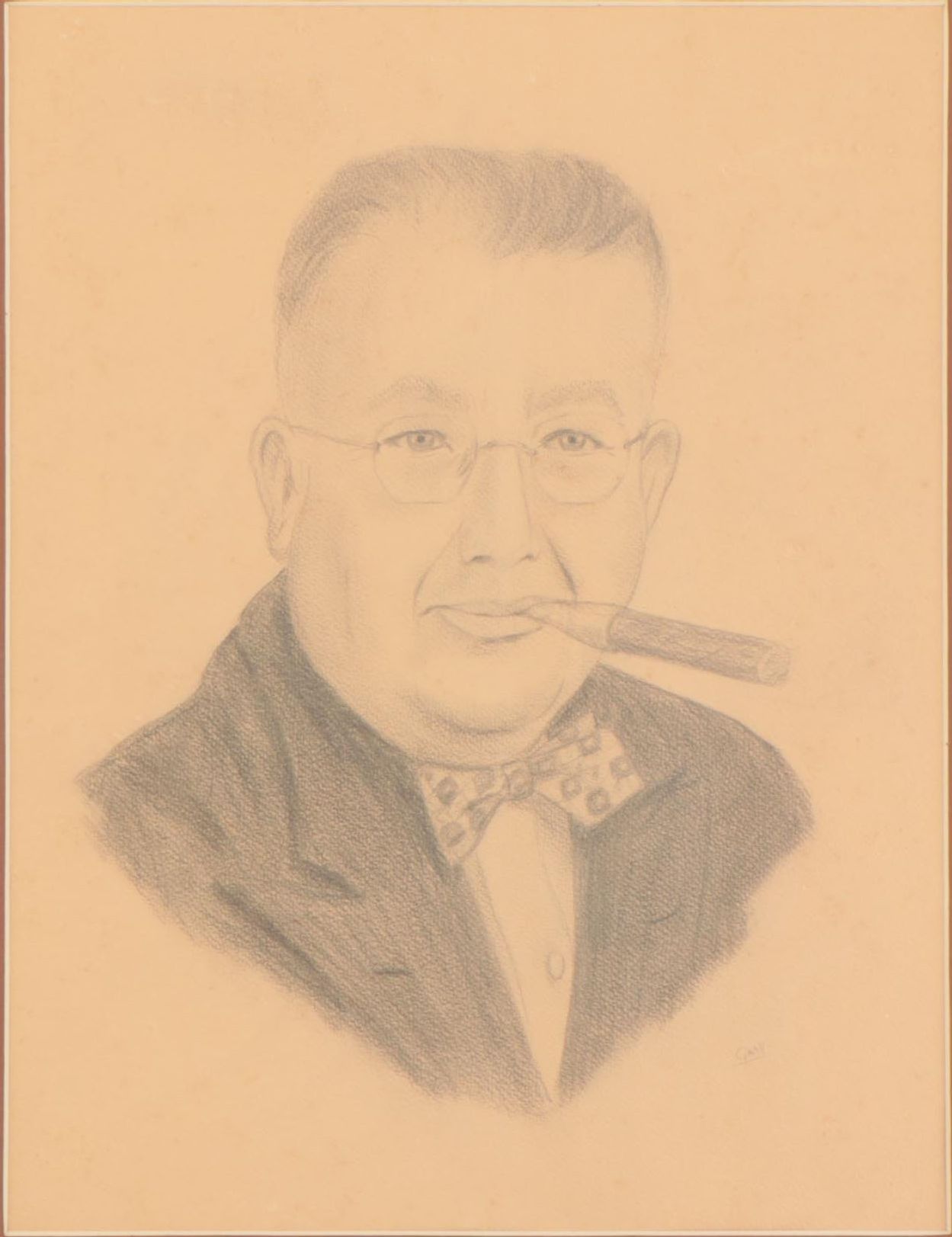 James C. Gray Graphite Drawing "Portrait of Dr. John H. Chester," Circa 1965