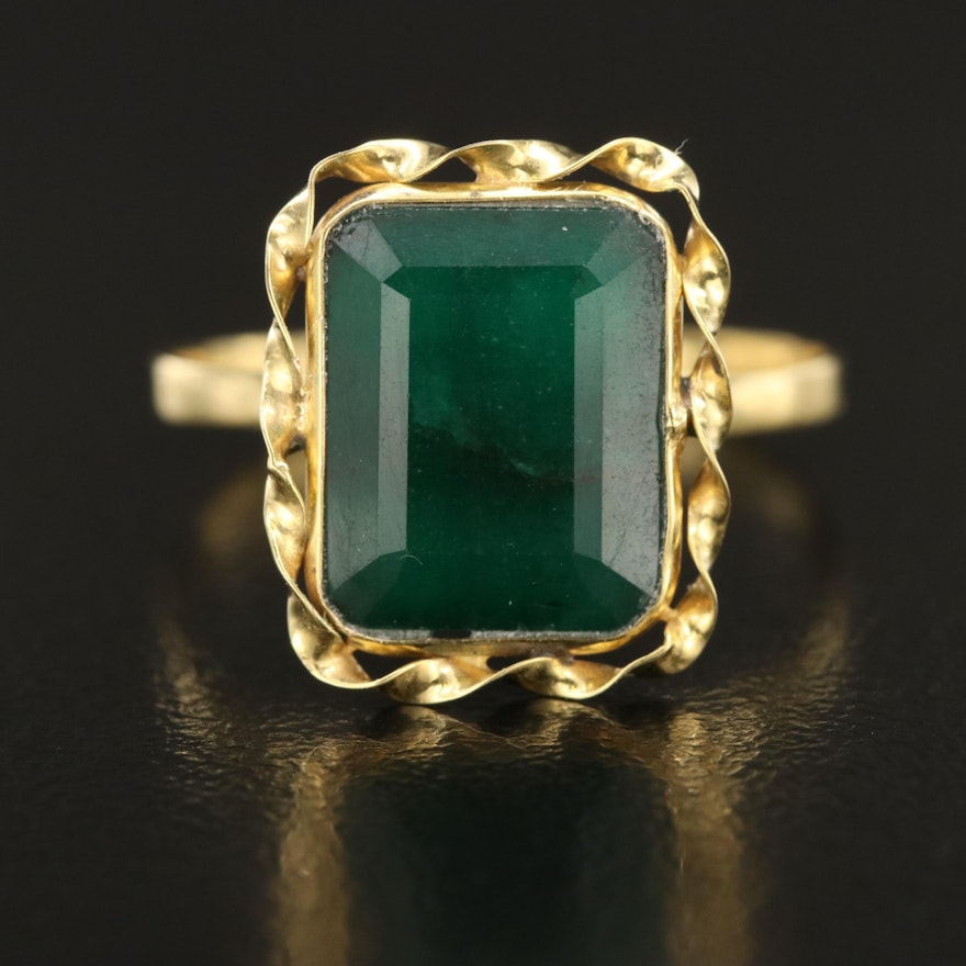 14K Emerald Square Ring