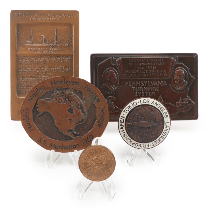 Commemorative Medals and Plaques, Including 1929 Graf Zeppelin World Tour Badge