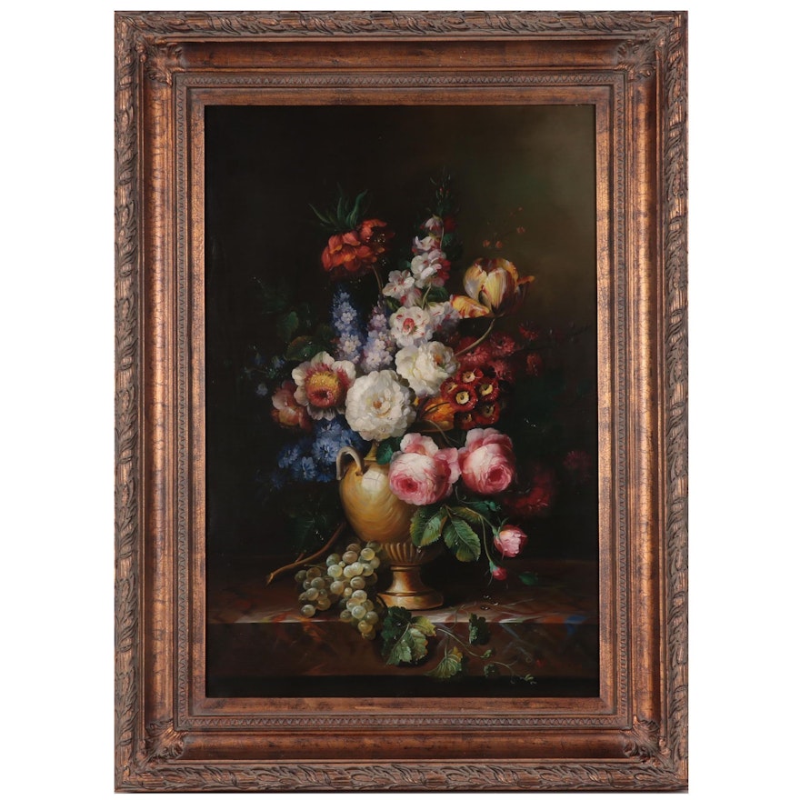 Floral Still Life Oil Painting, Circa 2000