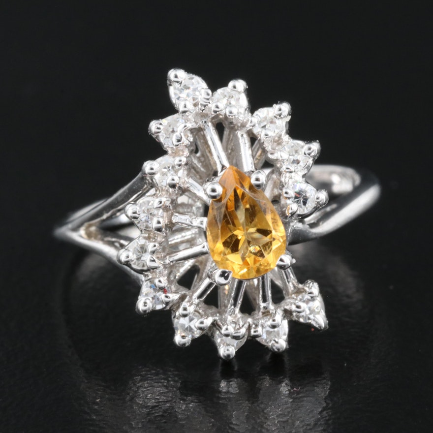 14K Citrine and Diamond Ring