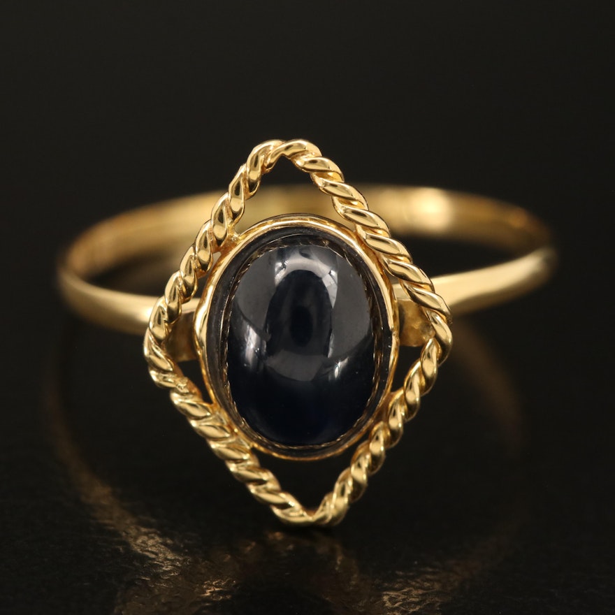 14K Sapphire Navette Ring