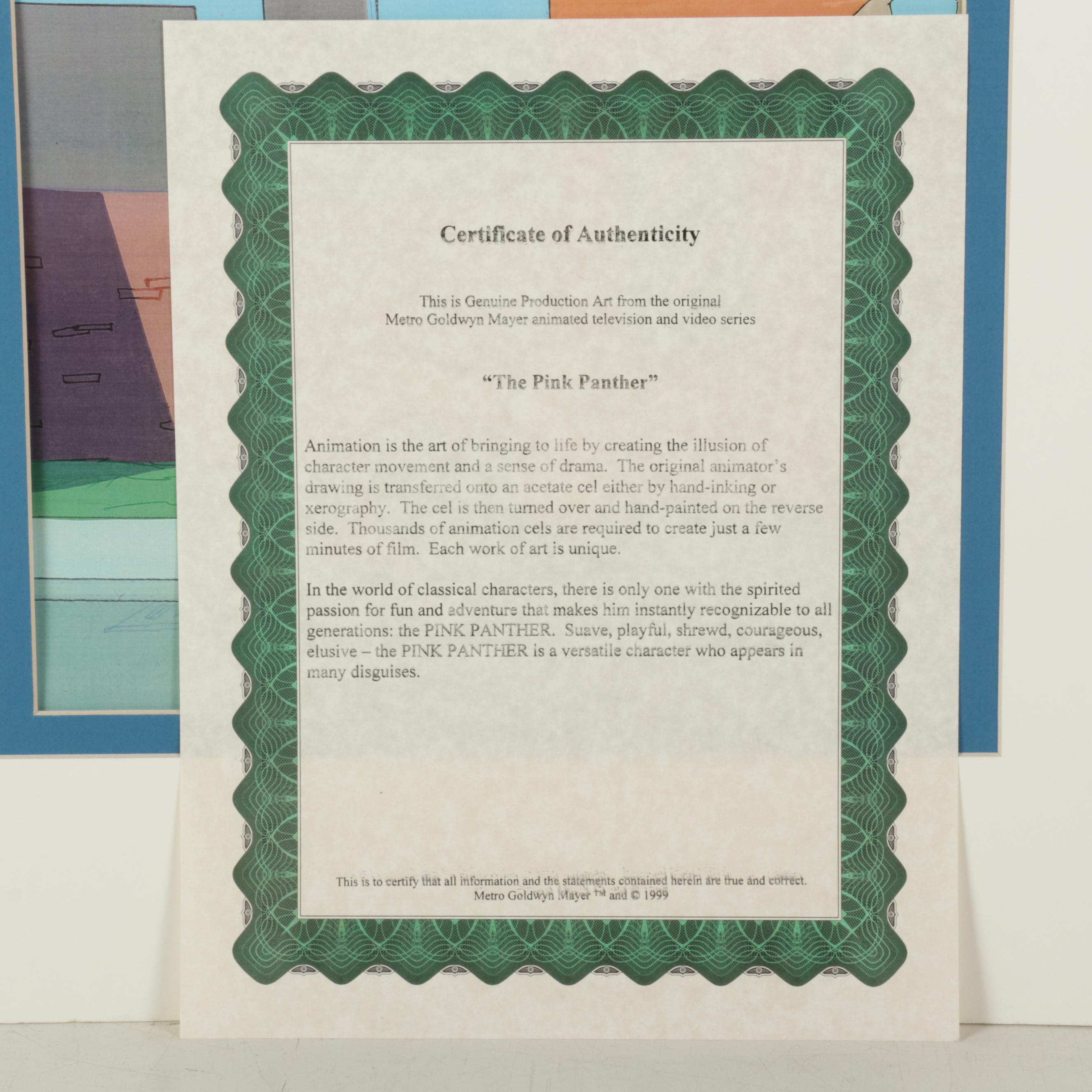 MGM "The Pink Panther" Hand-Painted Animation Production Cel and Drawing