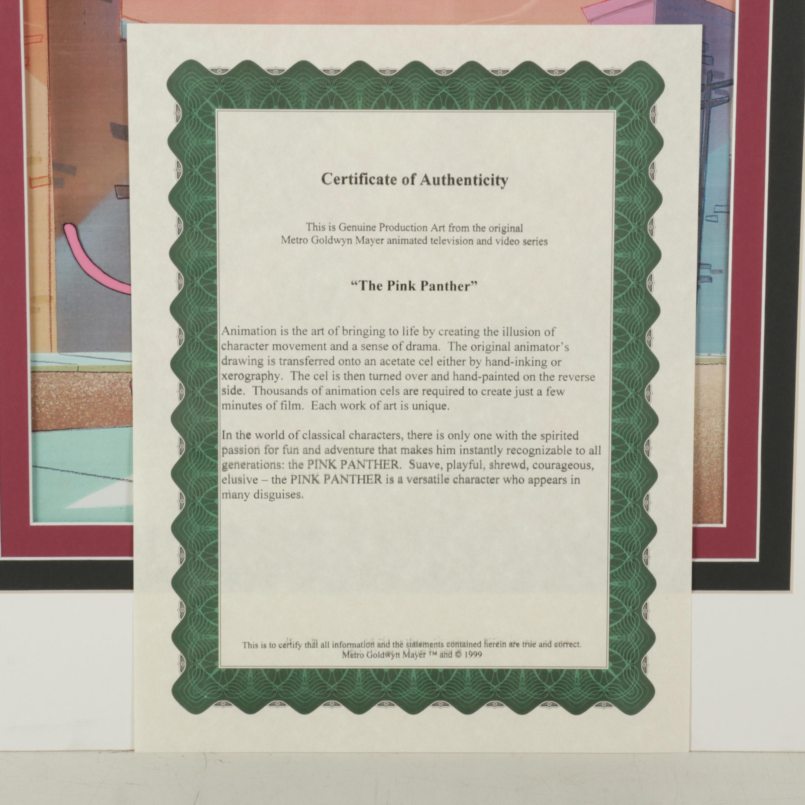 MGM "The Pink Panther" Hand-Painted Animation Production Cel and Drawings