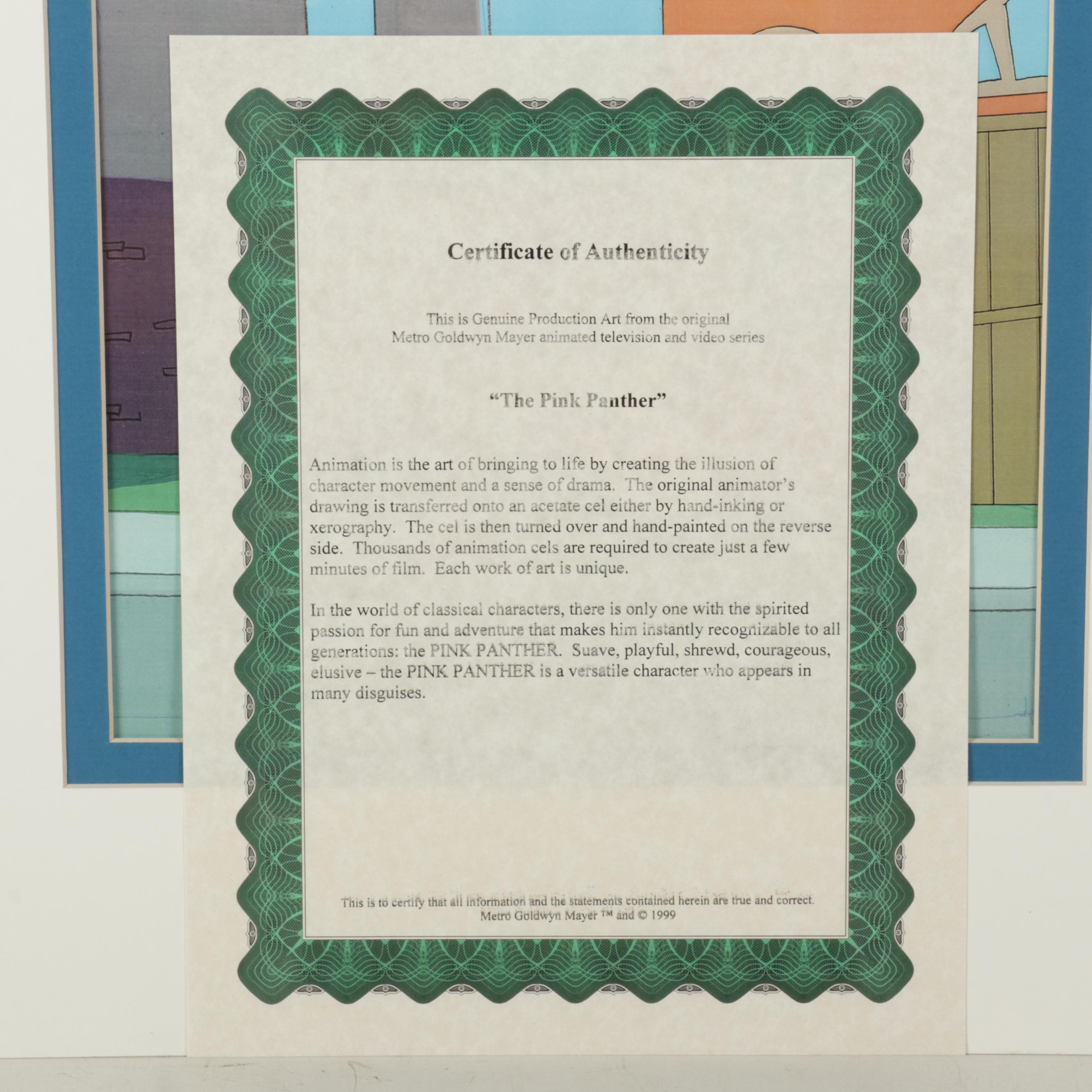 MGM "The Pink Panther" Hand-Painted Animation Production Cel and Drawing