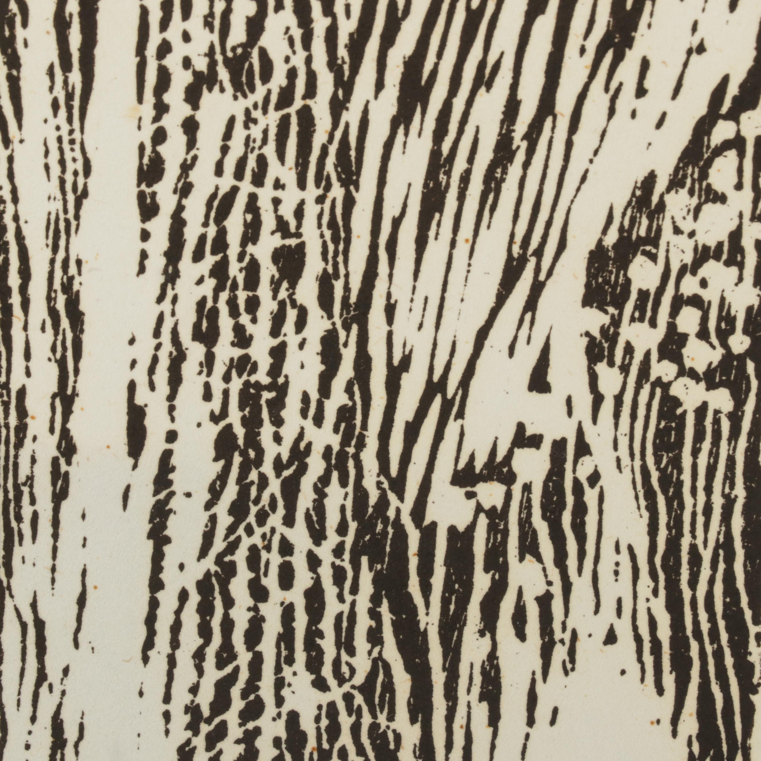 Mary Ellen Tong Woodcut "Brothers," Mid-Late 20th Century