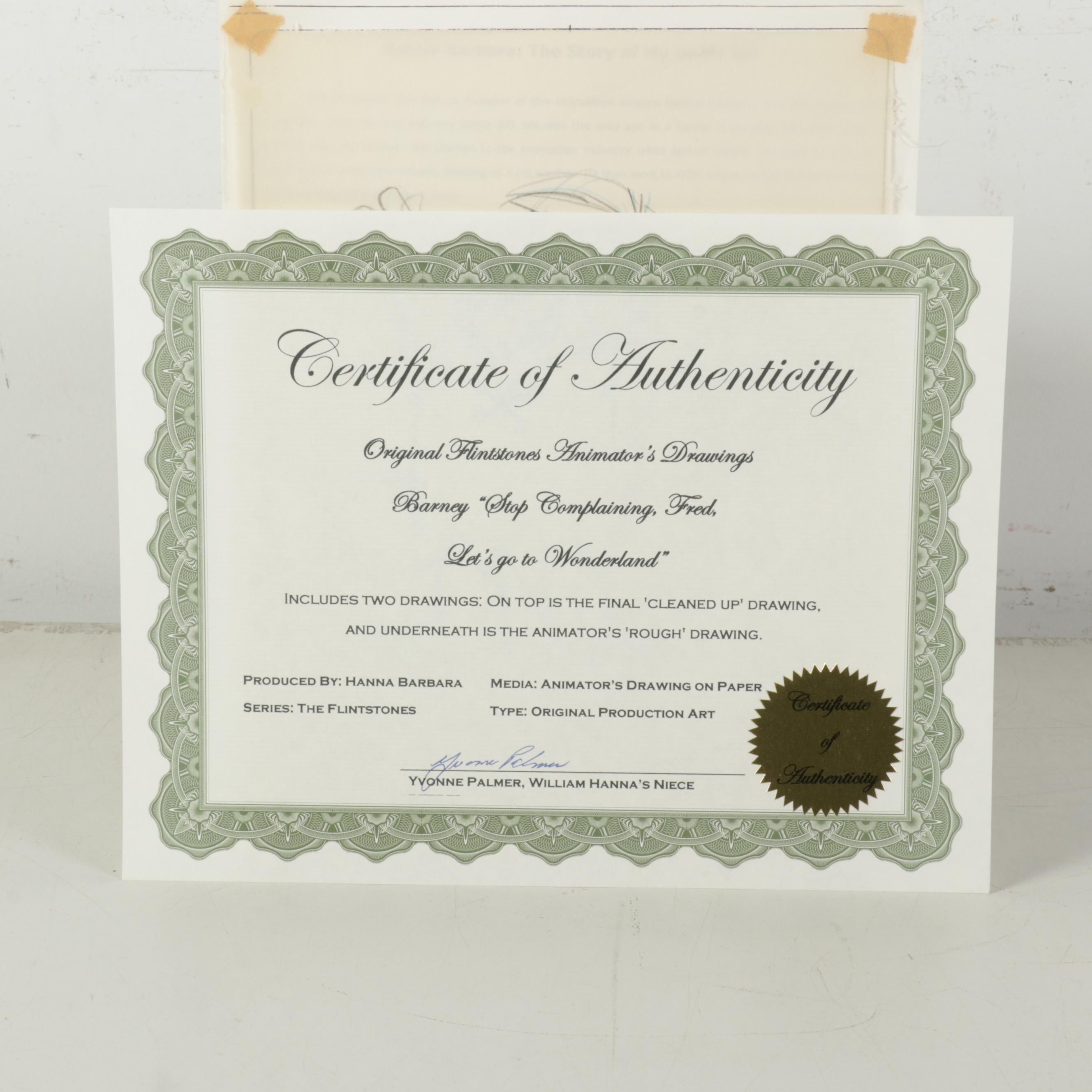 Hanna-Barbera "The Flintstones" Animation Production Drawings, Circa 1965