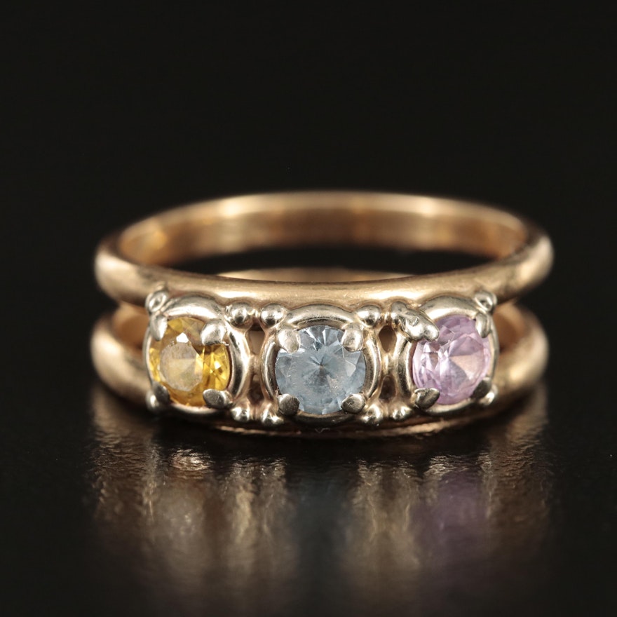 14K Sapphire and Topaz Ring