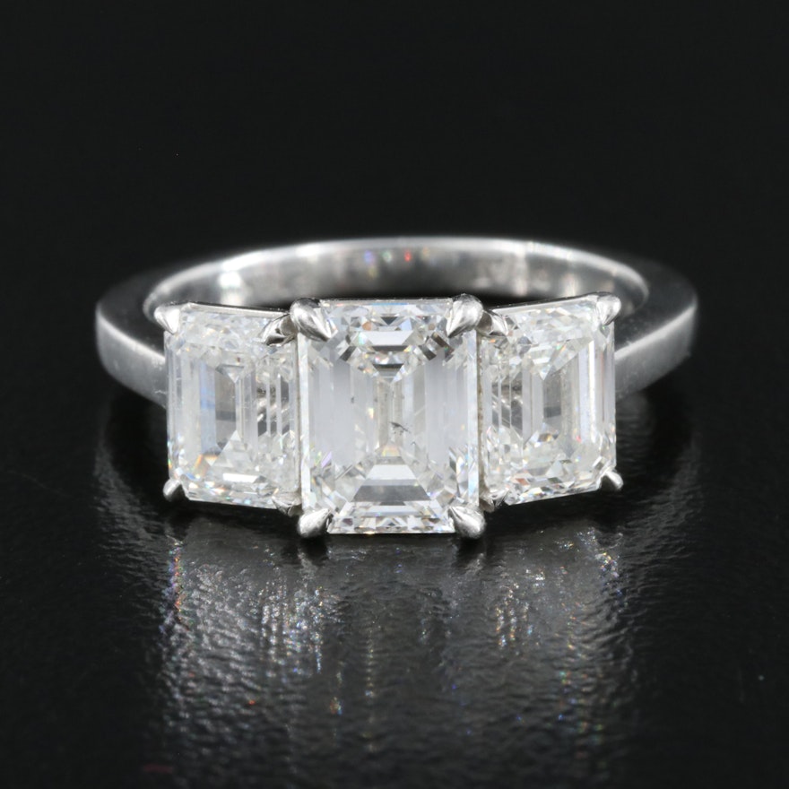 Platinum 3.31 CTW Diamond Ring with GIA Reports