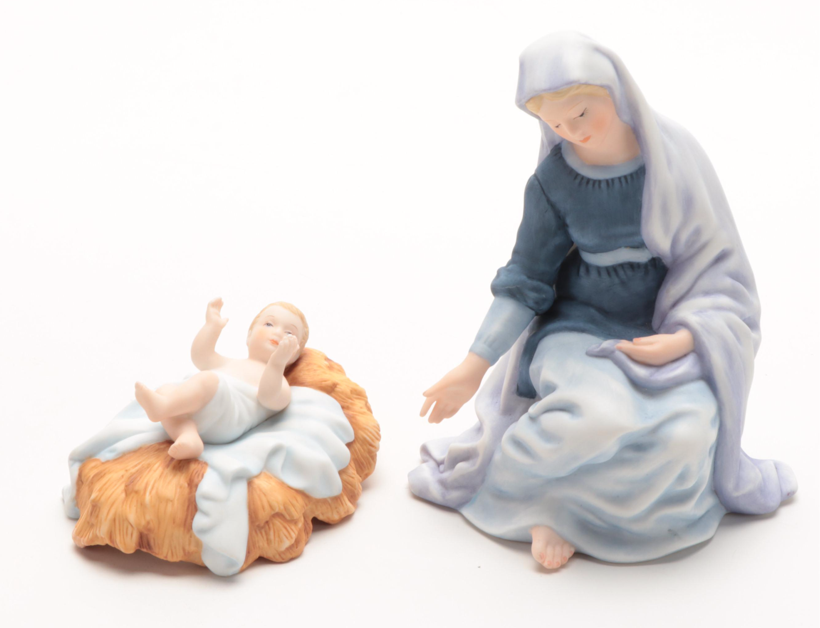 Lenox "The Renaissance Nativity" Porcelain Figurines with Wood Stable