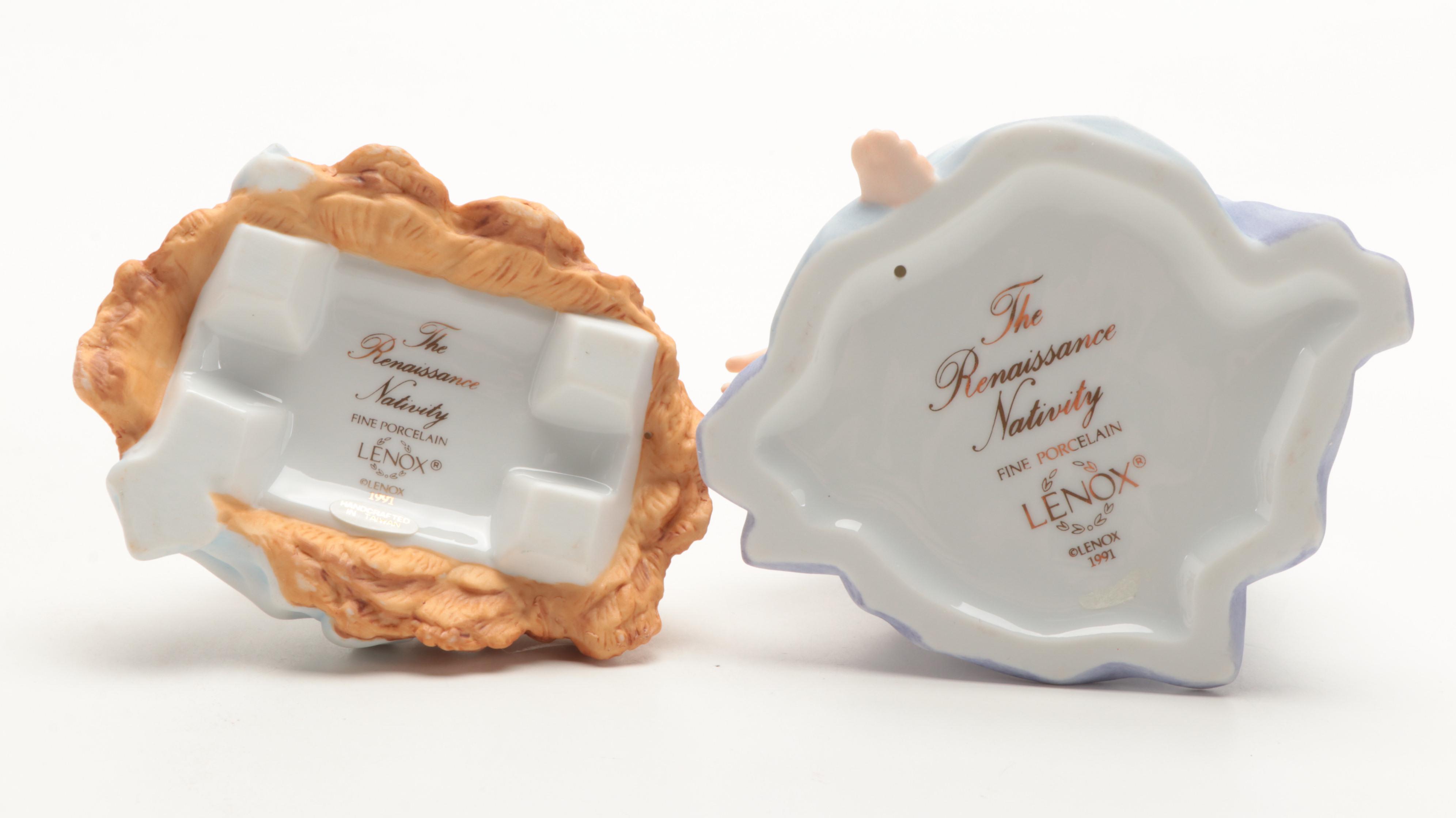 Lenox "The Renaissance Nativity" Porcelain Figurines with Wood Stable