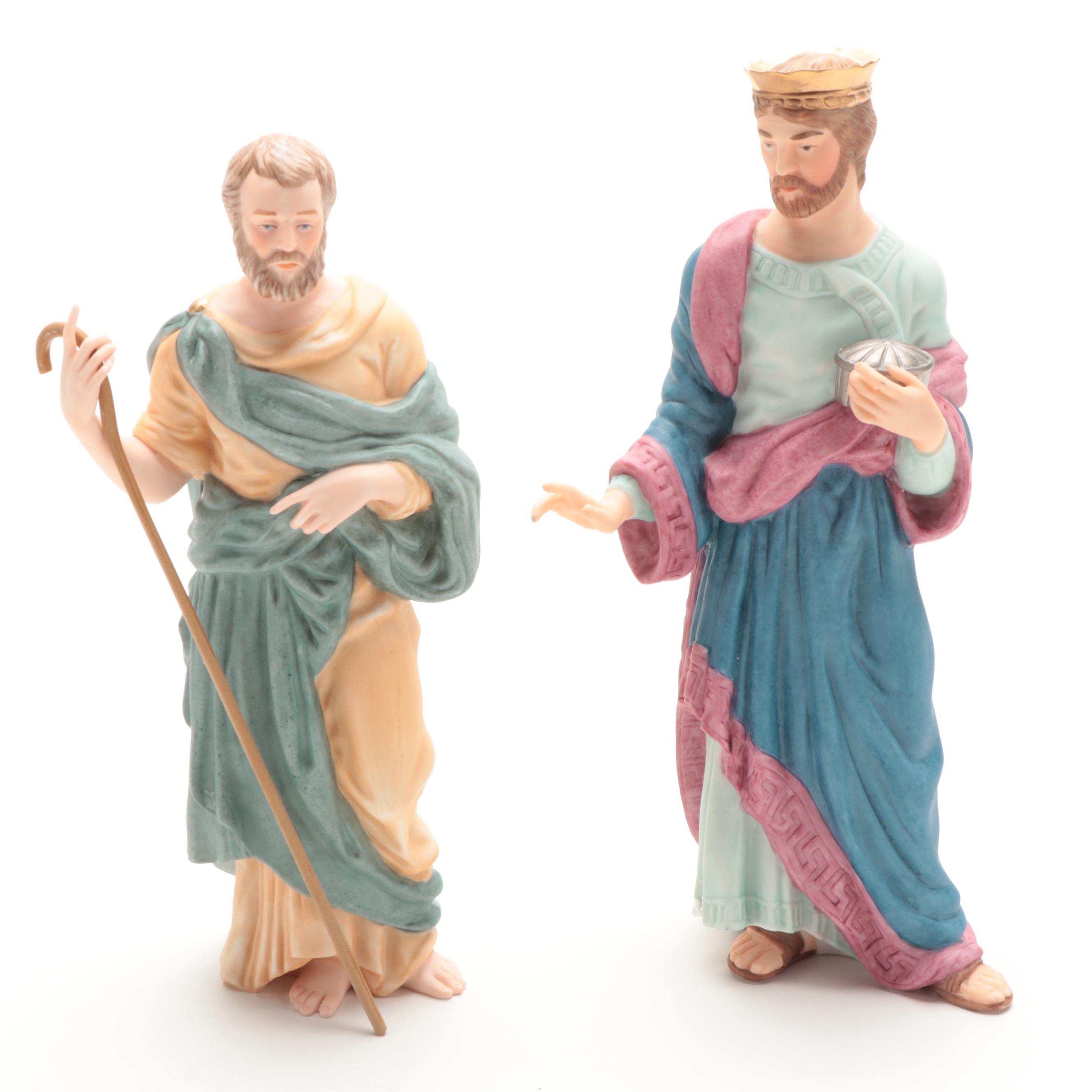 Lenox "The Renaissance Nativity" Porcelain Figurines with Wood Stable