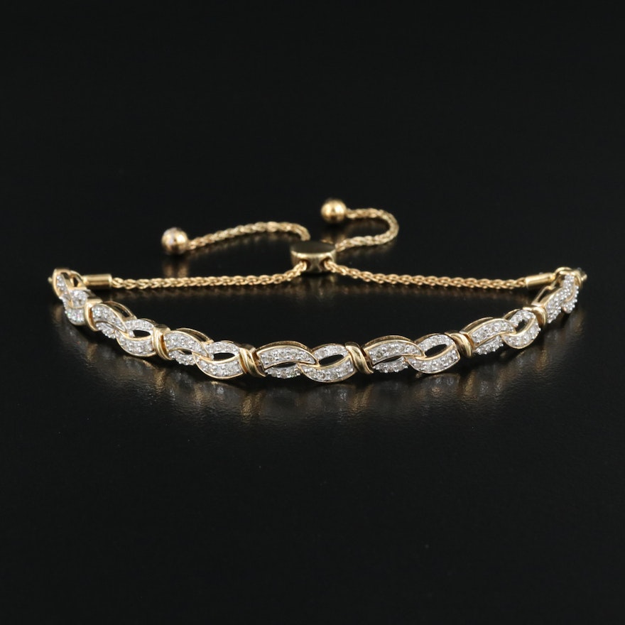 Sterling 1.06 CTW Diamond Adjustable Slide Bracelet