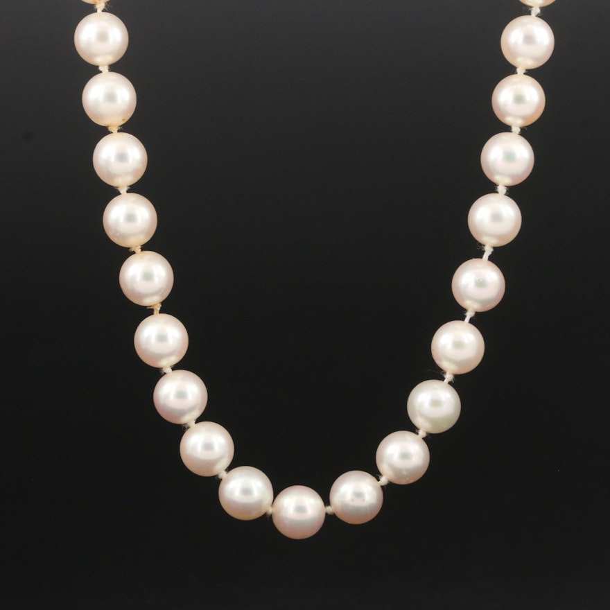 Mikimoto Pearl Necklace with 14K Clasp