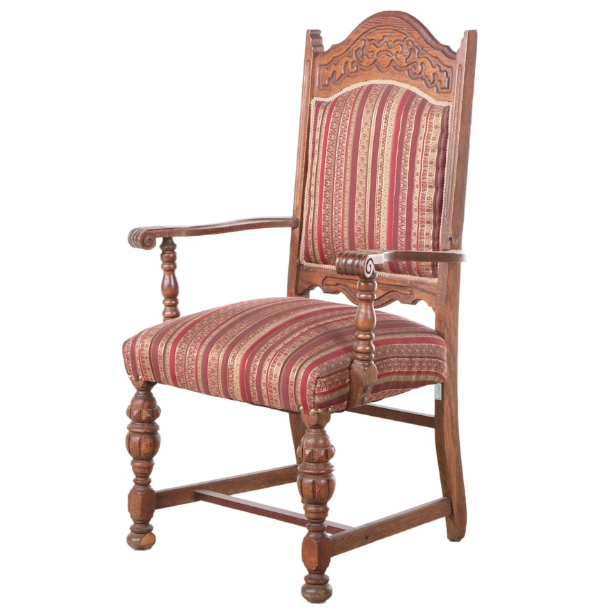 Jacobean StyleOak Armchair, 1930s