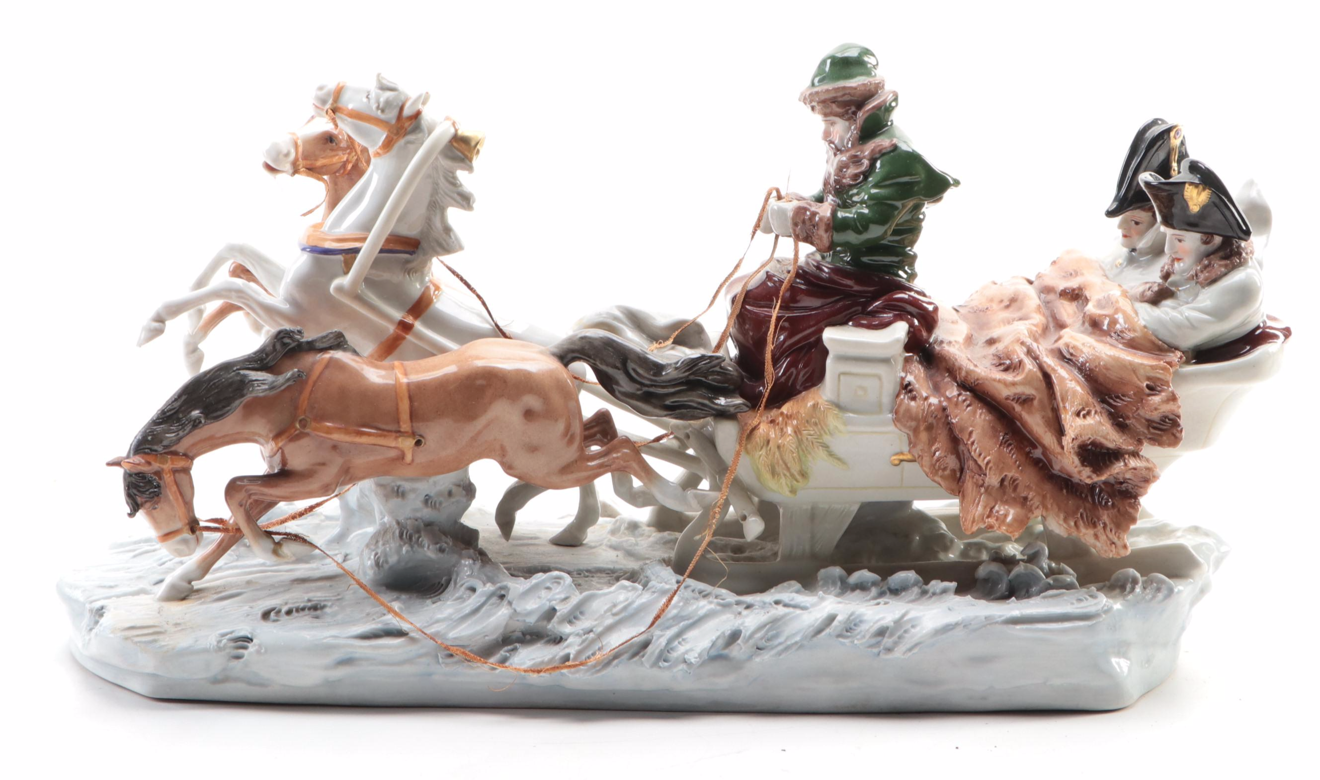 Kister German Porcelain Napoleon's Flight From Russia Tableau Scene