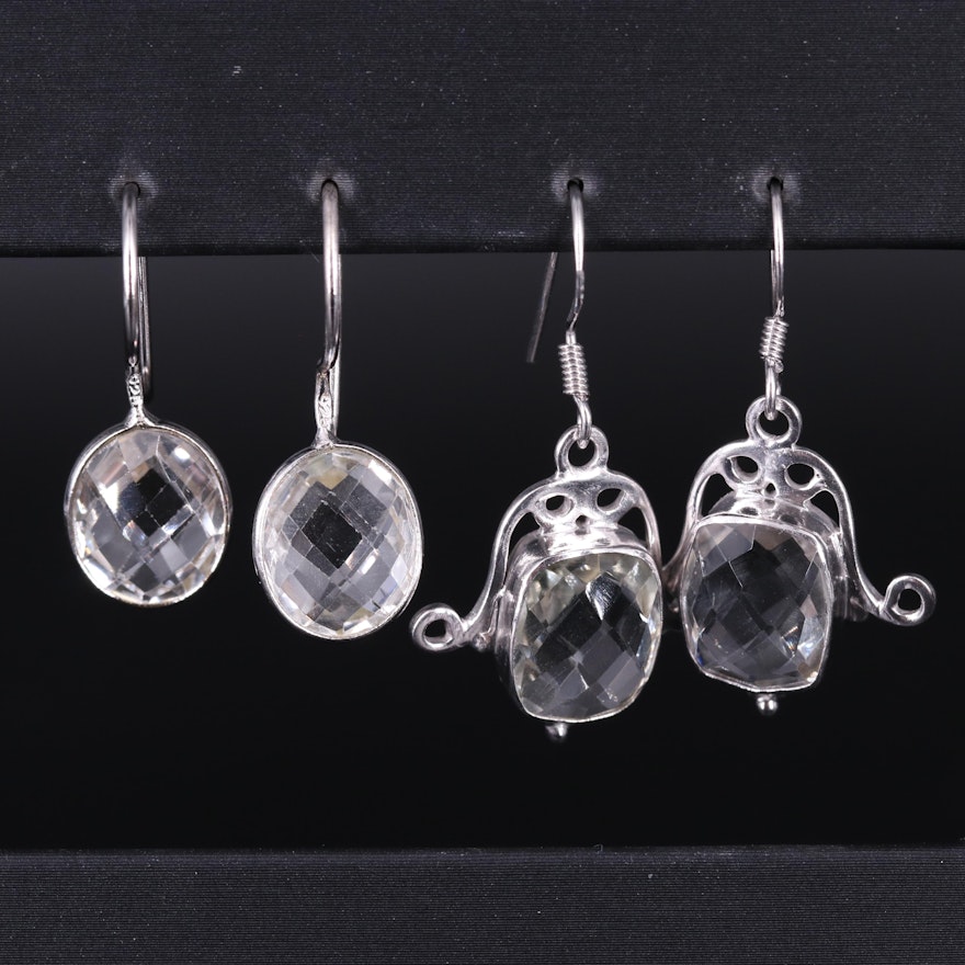 Assortment of Sterling Silver Earrings Including Topaz