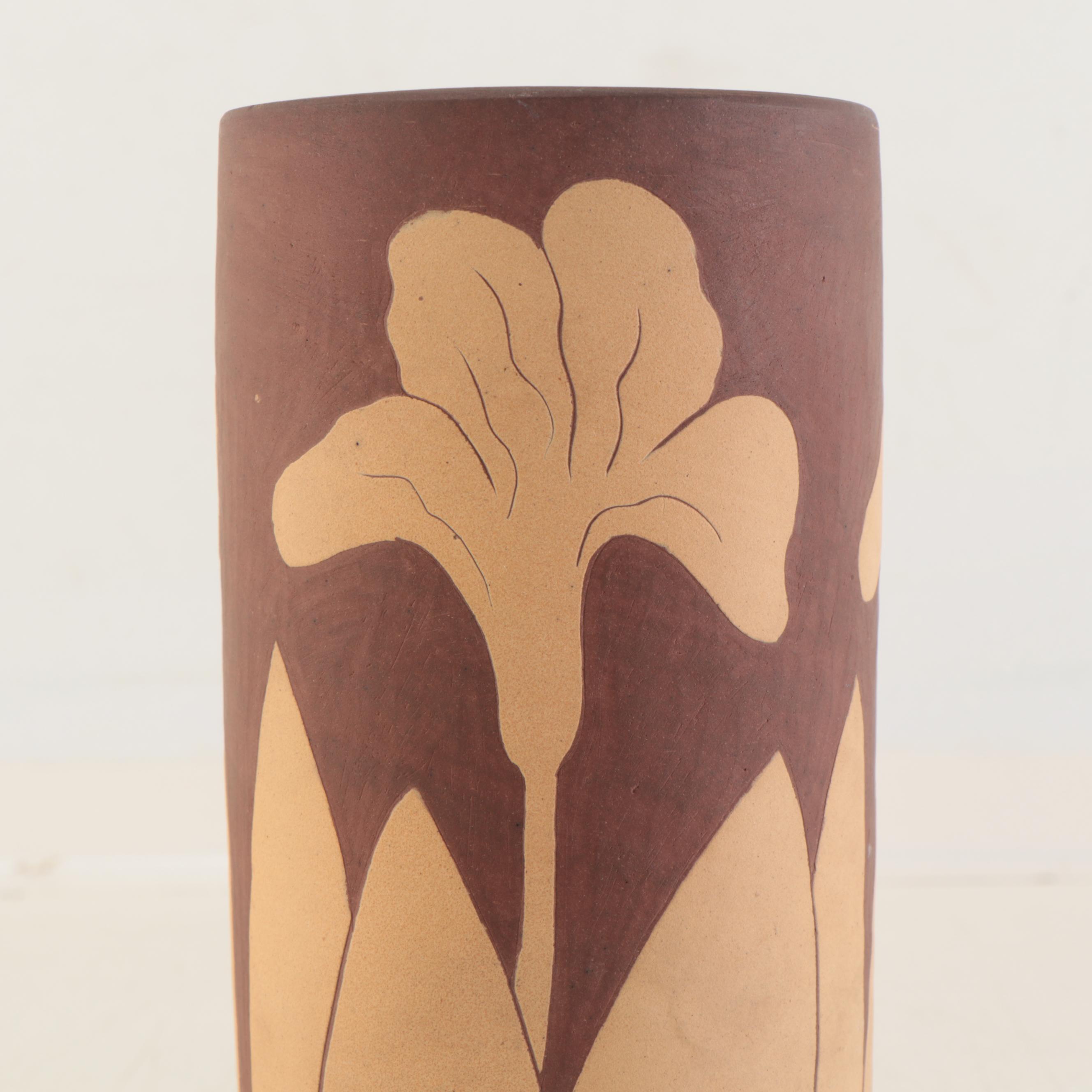 Frank Long Cylinder Vase With Lillies, 1925-1927