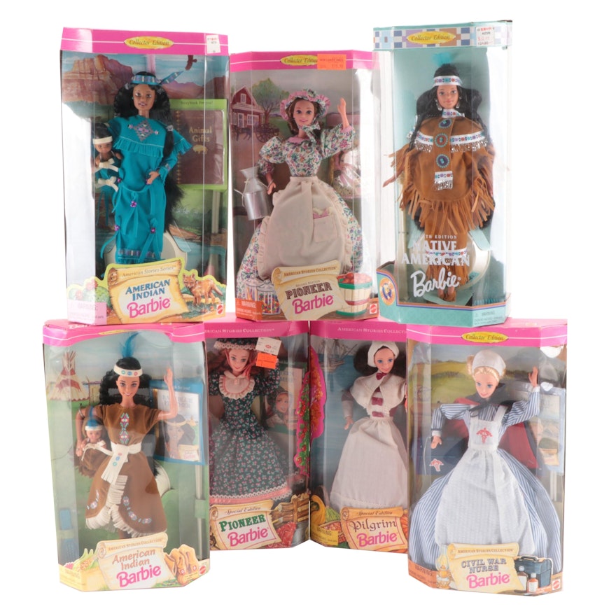 Mattel "Pioneer Barbie" with American Stories Collection and Other Doll
