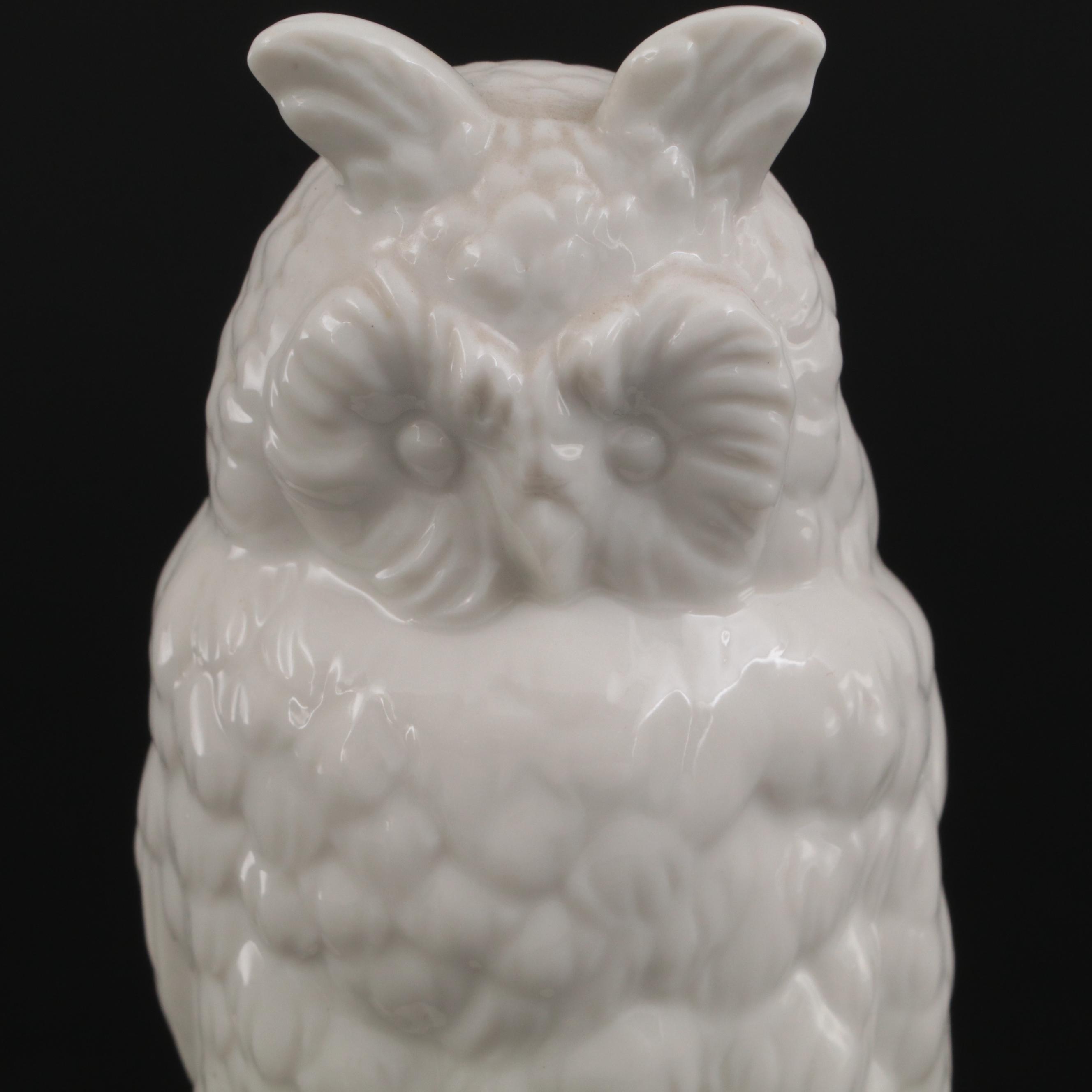 Nymphenburg Glazed Porcelain Owl Figurine, 20th Century